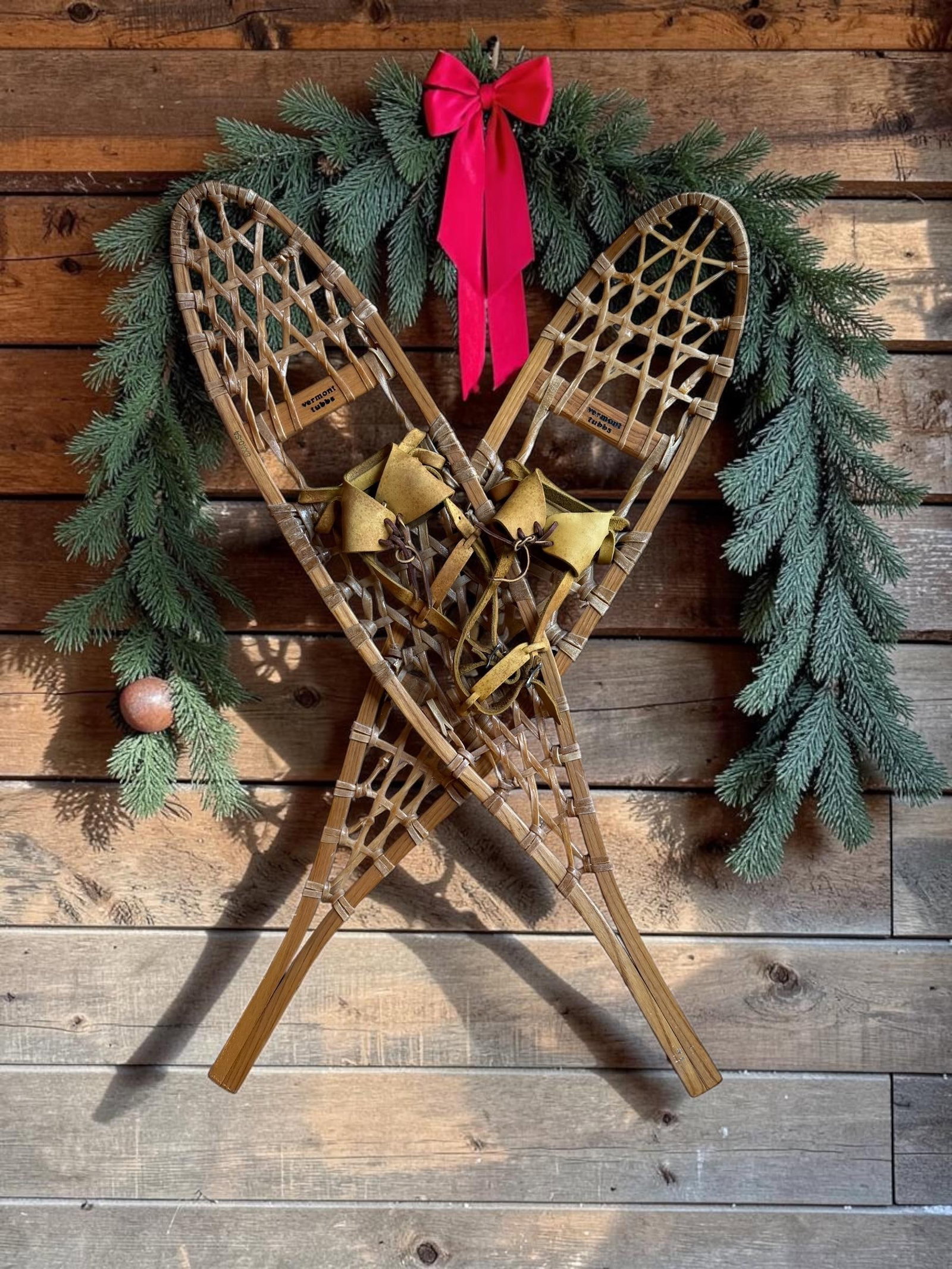 Mid 20th Century Vermont Tubbs Rawhide Leather Snowshoes Wall Decor - 5