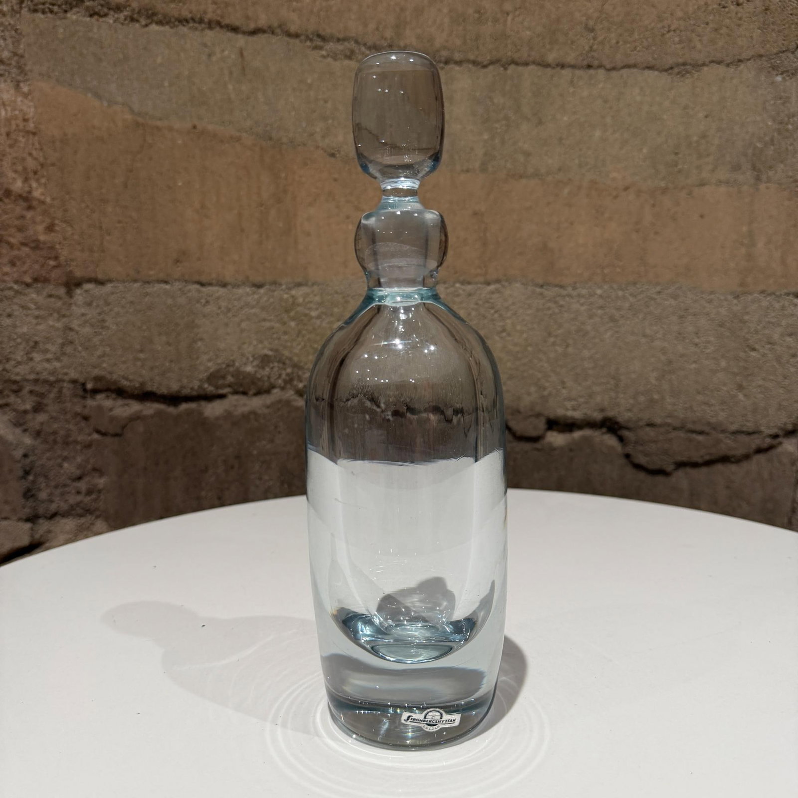 Strombergshyttan Swedish Ice Blue Crystal Decanter Vessel Scandinavian Modern - 3