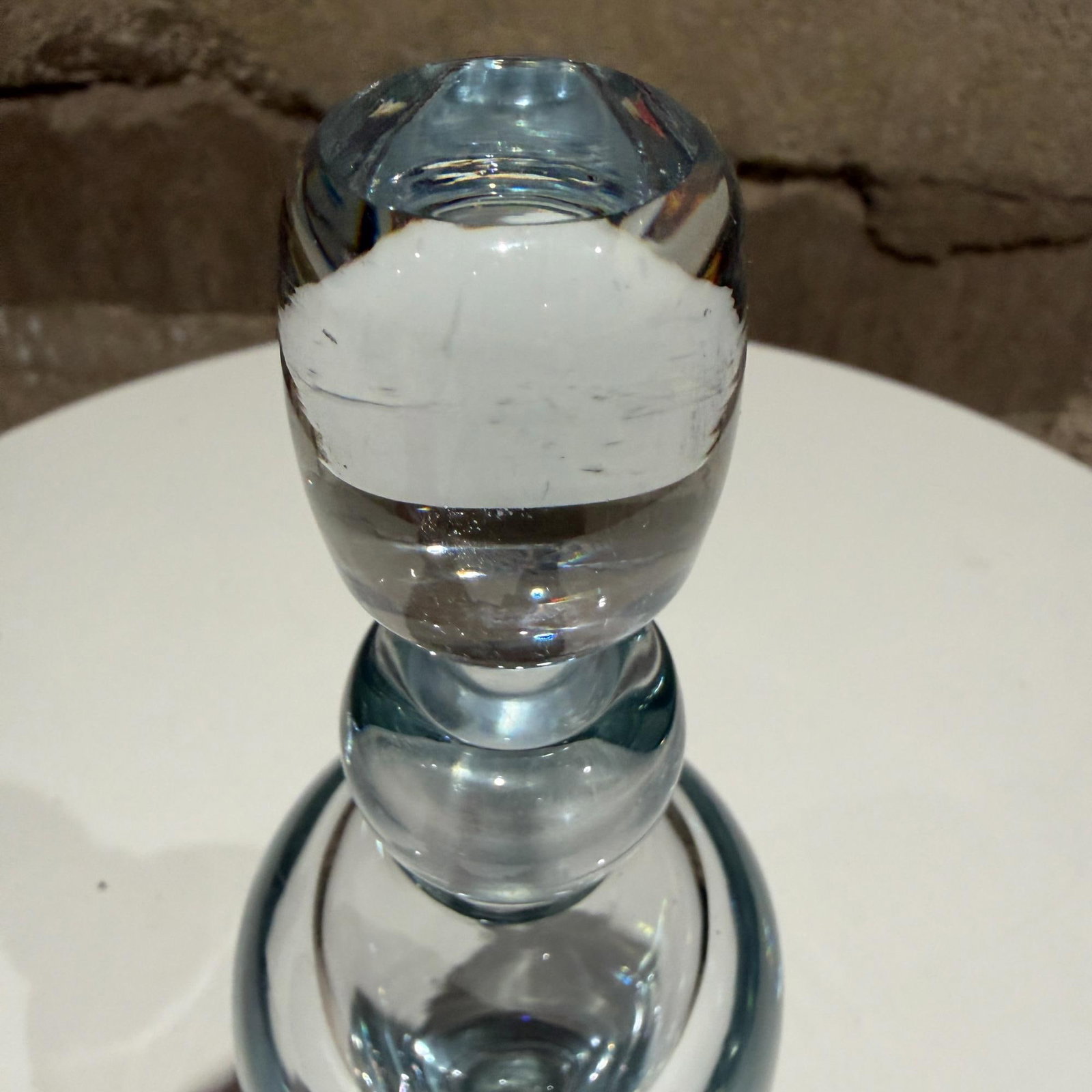 Strombergshyttan Swedish Ice Blue Crystal Decanter Vessel Scandinavian Modern - 5