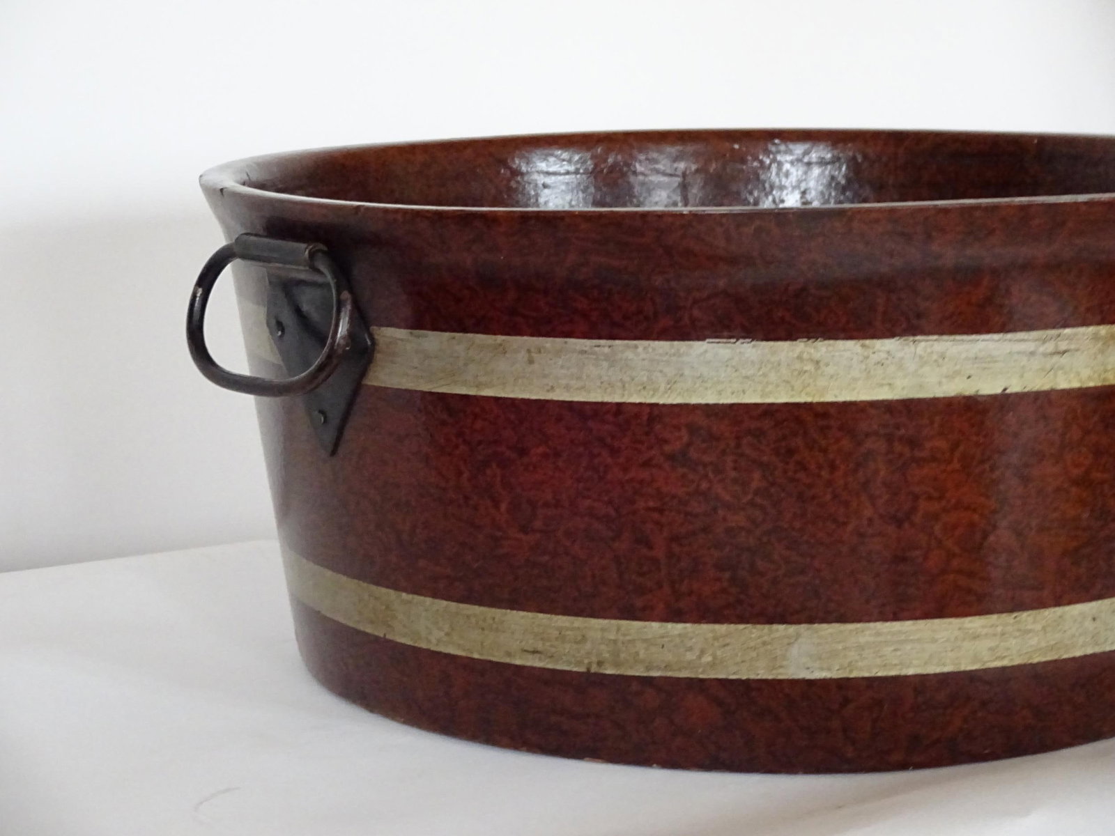 19th English Grain-Painted Wood Papier Mache Tub - 3
