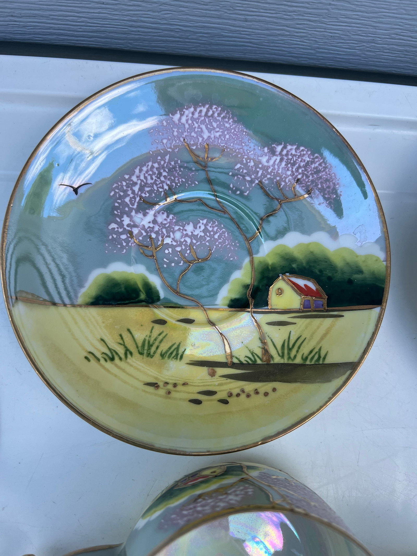 1920s Japanese Cherry Blossom Lusterware Tea Set by Moriyama -17Pc - 3