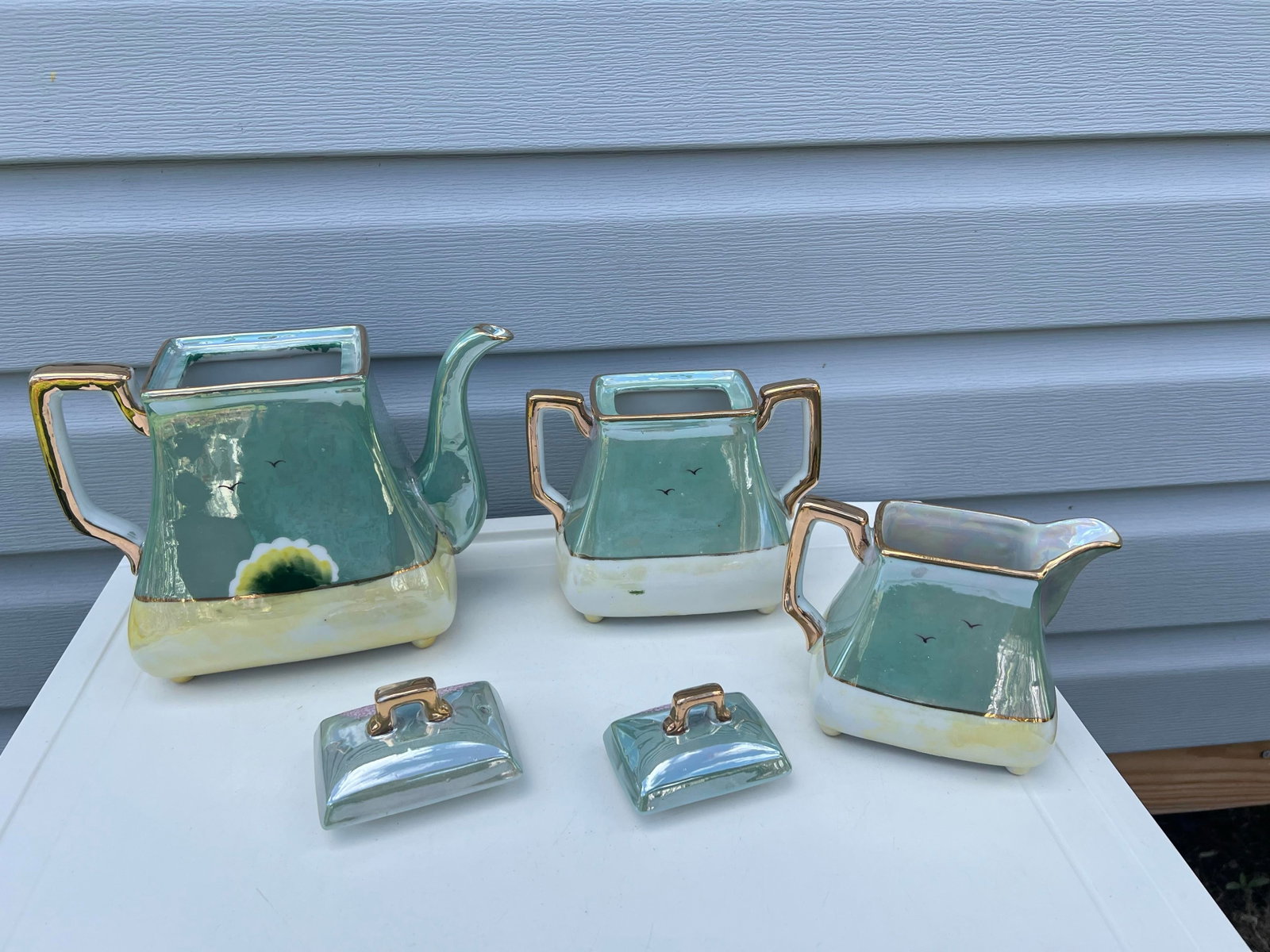 1920s Japanese Cherry Blossom Lusterware Tea Set by Moriyama -17Pc - 6