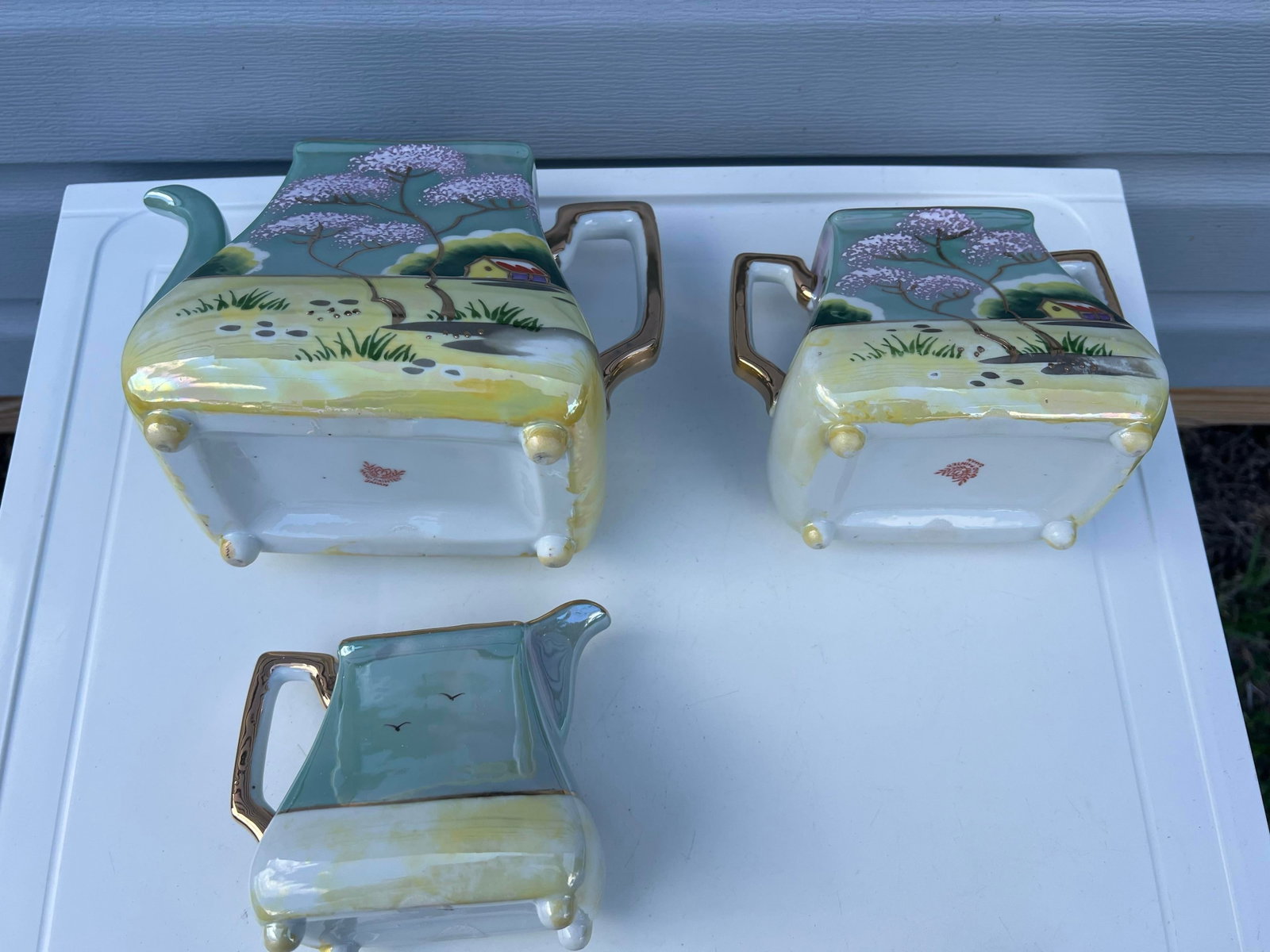 1920s Japanese Cherry Blossom Lusterware Tea Set by Moriyama -17Pc - 8