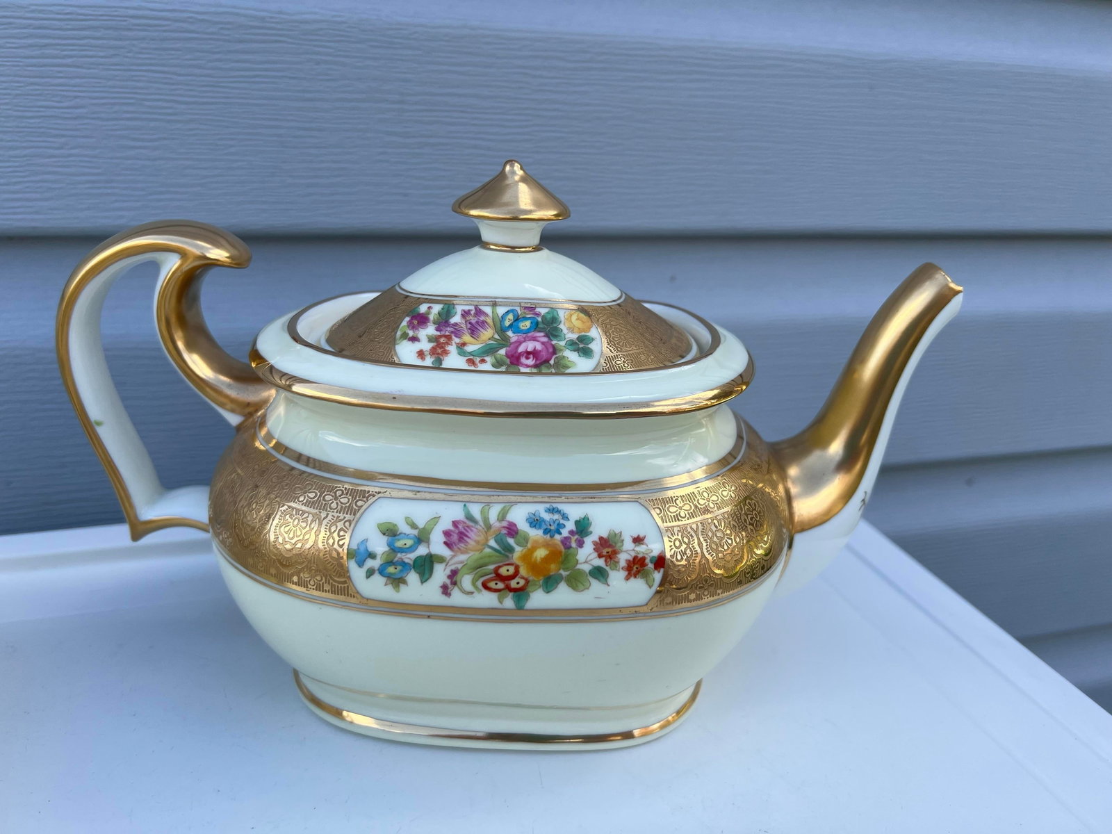 1900 Gold & Floral Cauldon for Tiffany Tea Set - Set of 3 - 2