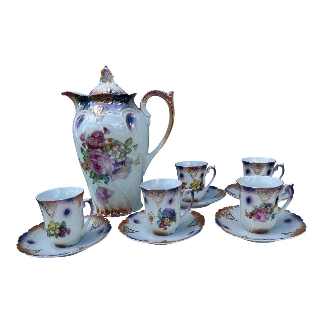 Antique Floral Porcelain Tea Set - 11 Pc (1 of 8)