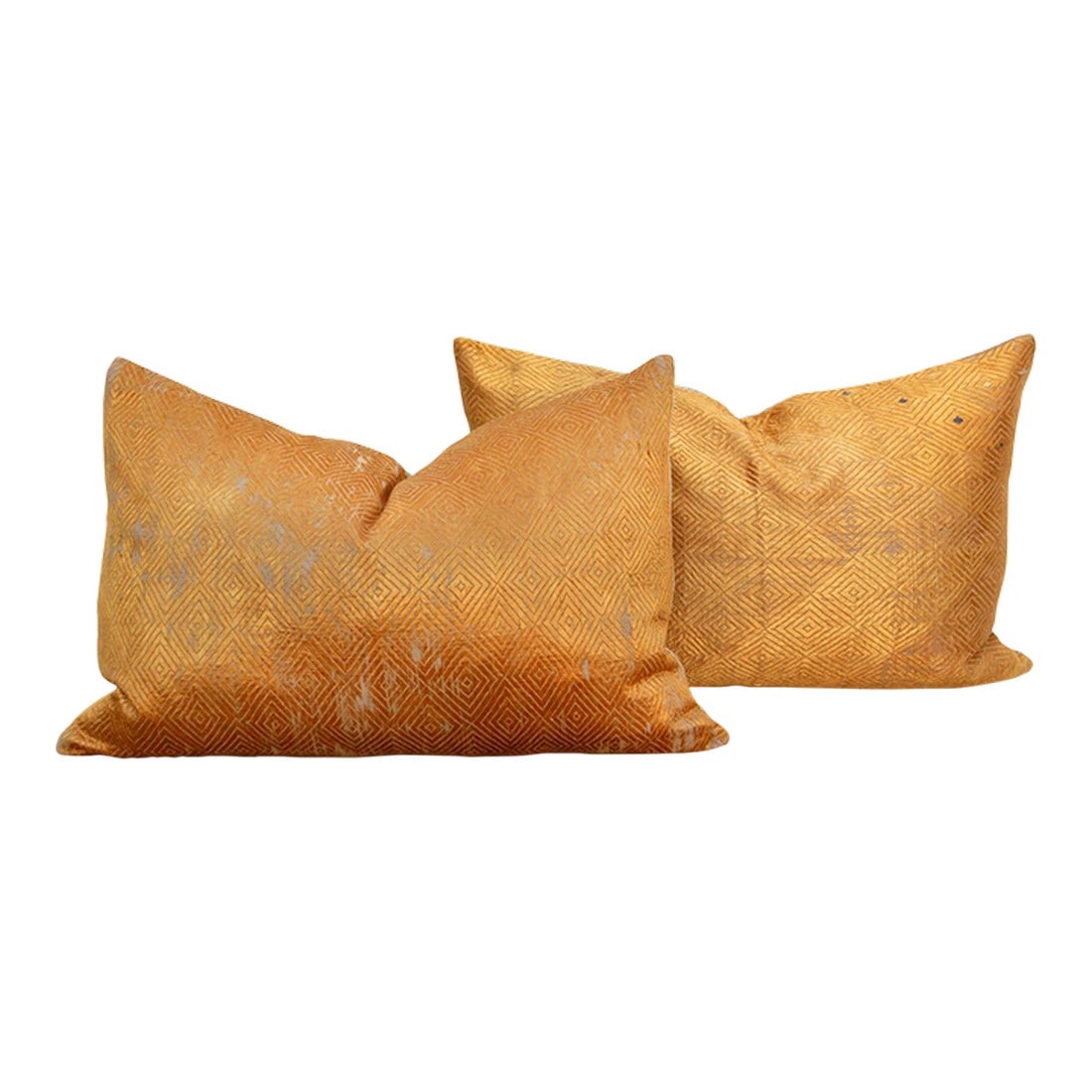Maharaja's Accord, Set of 2 Heirloom Bagh Phulkari Pillows: These 16x24 inch lumbar pillows are an exquisite example of Museum-Grade Phulkari, repurposed from a rare 19th-century Heirloom Bagh. Known as the "Garden of Flowers," this textile represents the