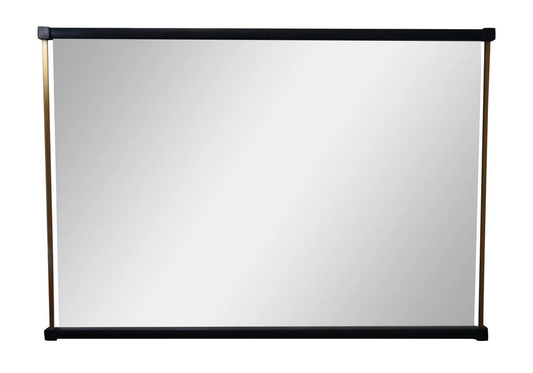 Tung Si Ebonized & Brushed Nickel Mirror: Tung Si Collection Ebonized & Brushed Nickel Asian Inspired Beveled Glass Mirror by Hickory AGE/COUNTRY OF ORIGIN: Approx 50 years, America DETAILS/DESCRIPTION: High quality, American made, vintage, m