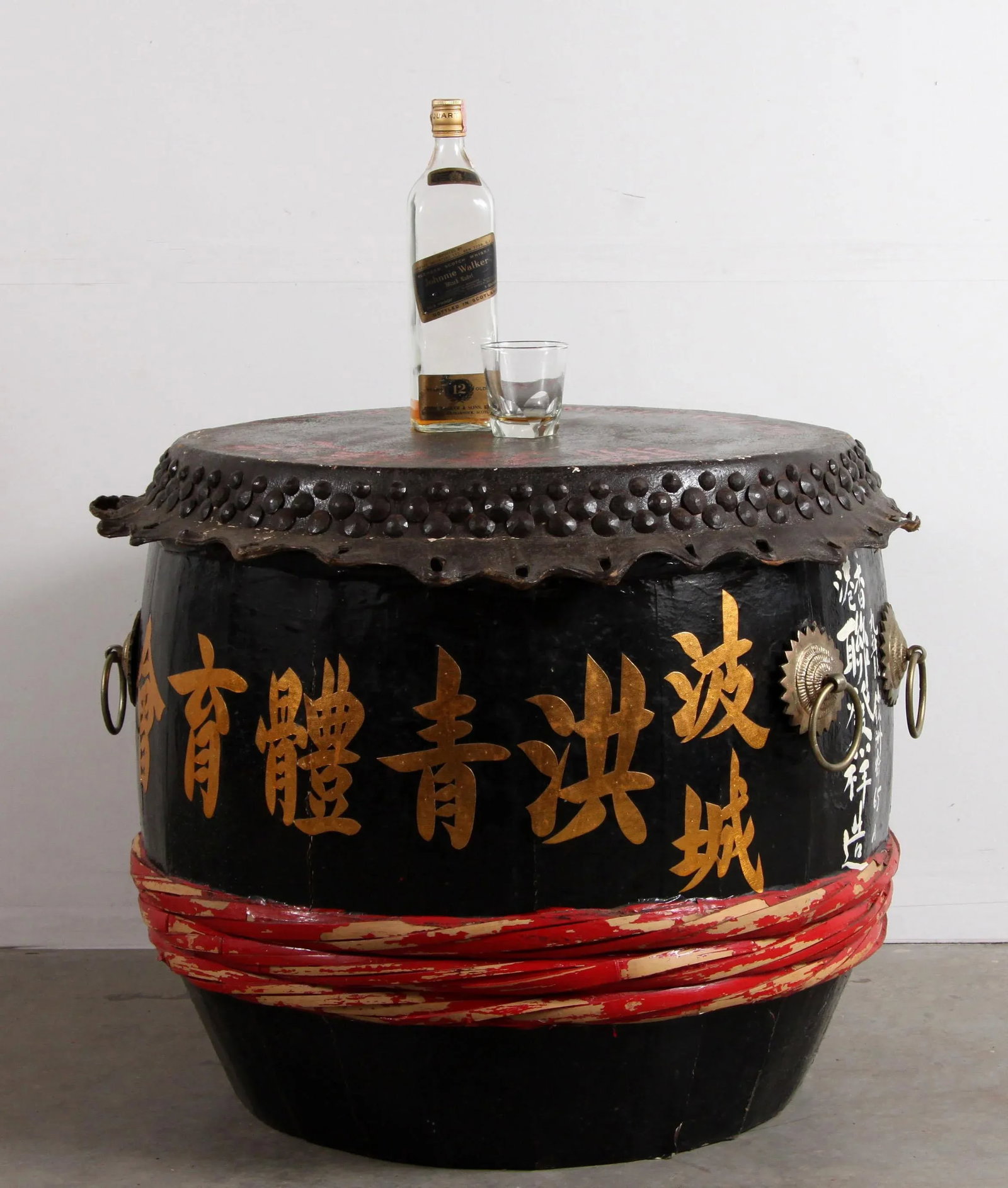 Vintage C.1950's Chinese Dragon Boat Drum From Hong Kong - 3