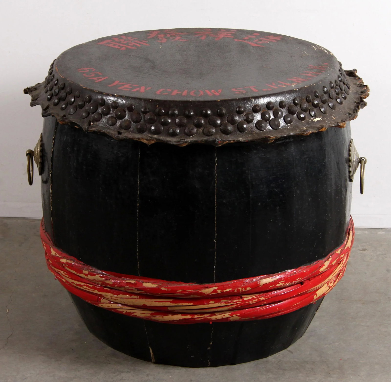 Vintage C.1950's Chinese Dragon Boat Drum From Hong Kong - 9