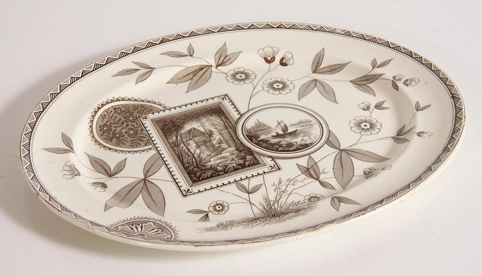 Antique 19th C. Victorian Aesthetic Serving Platter by James Beech in Perak Pattern - 2