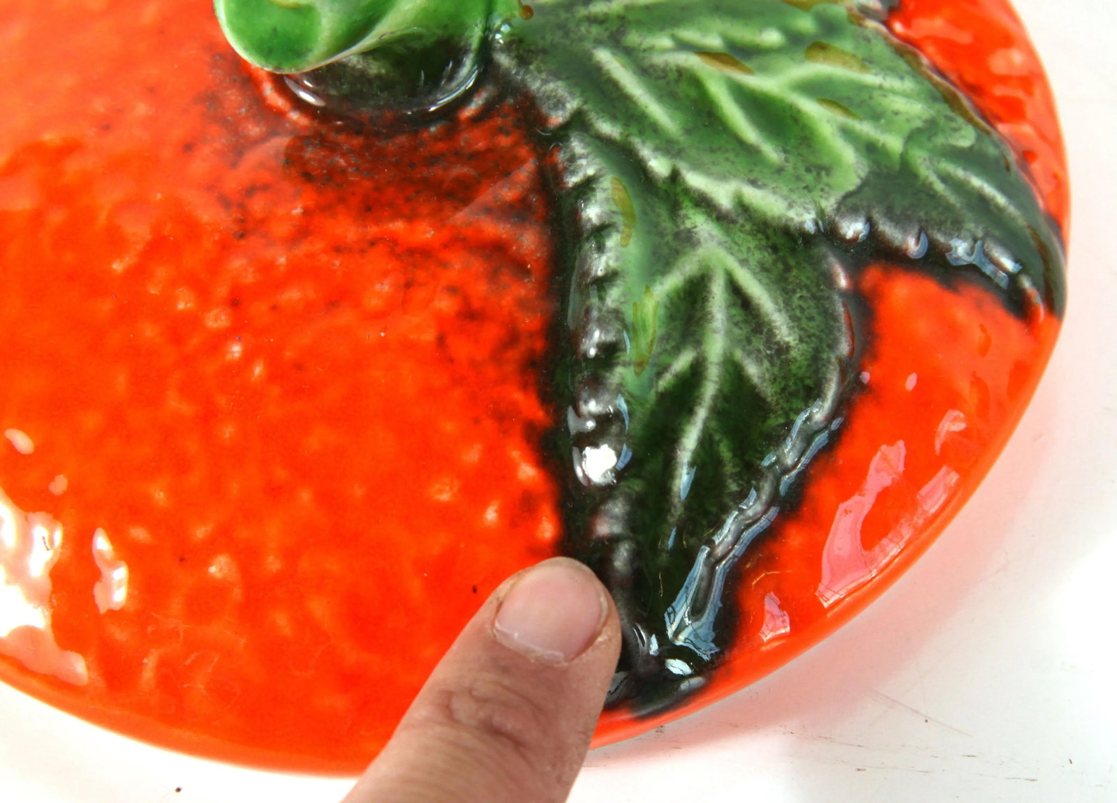 Vintage Italian Majolica Figural Orange Punch Bowl & 6 Glasses - Set of 7 - 8