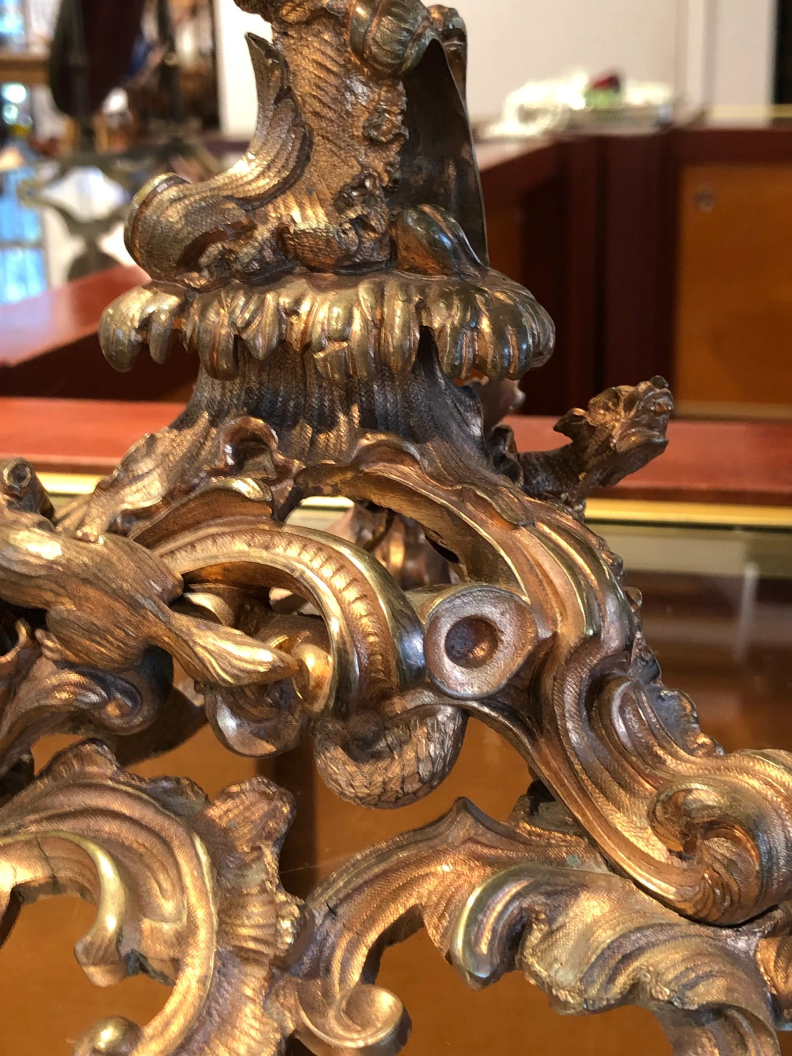 19th Century Gilt Bronze & Crystal Fox Hunting Scene Centerpiece or Epergne - 4