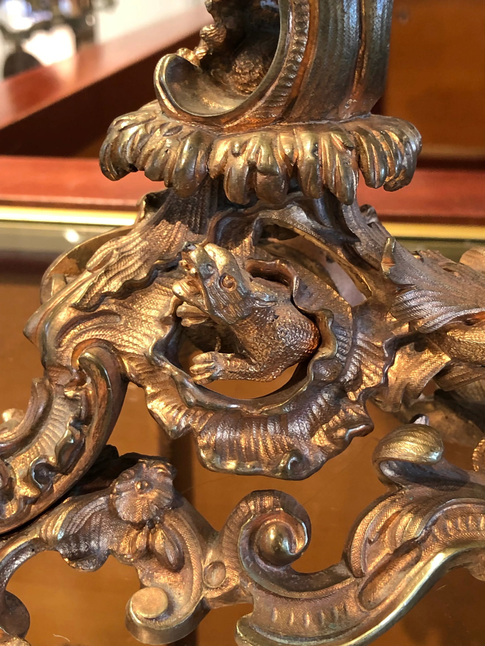 19th Century Gilt Bronze & Crystal Fox Hunting Scene Centerpiece or Epergne - 6