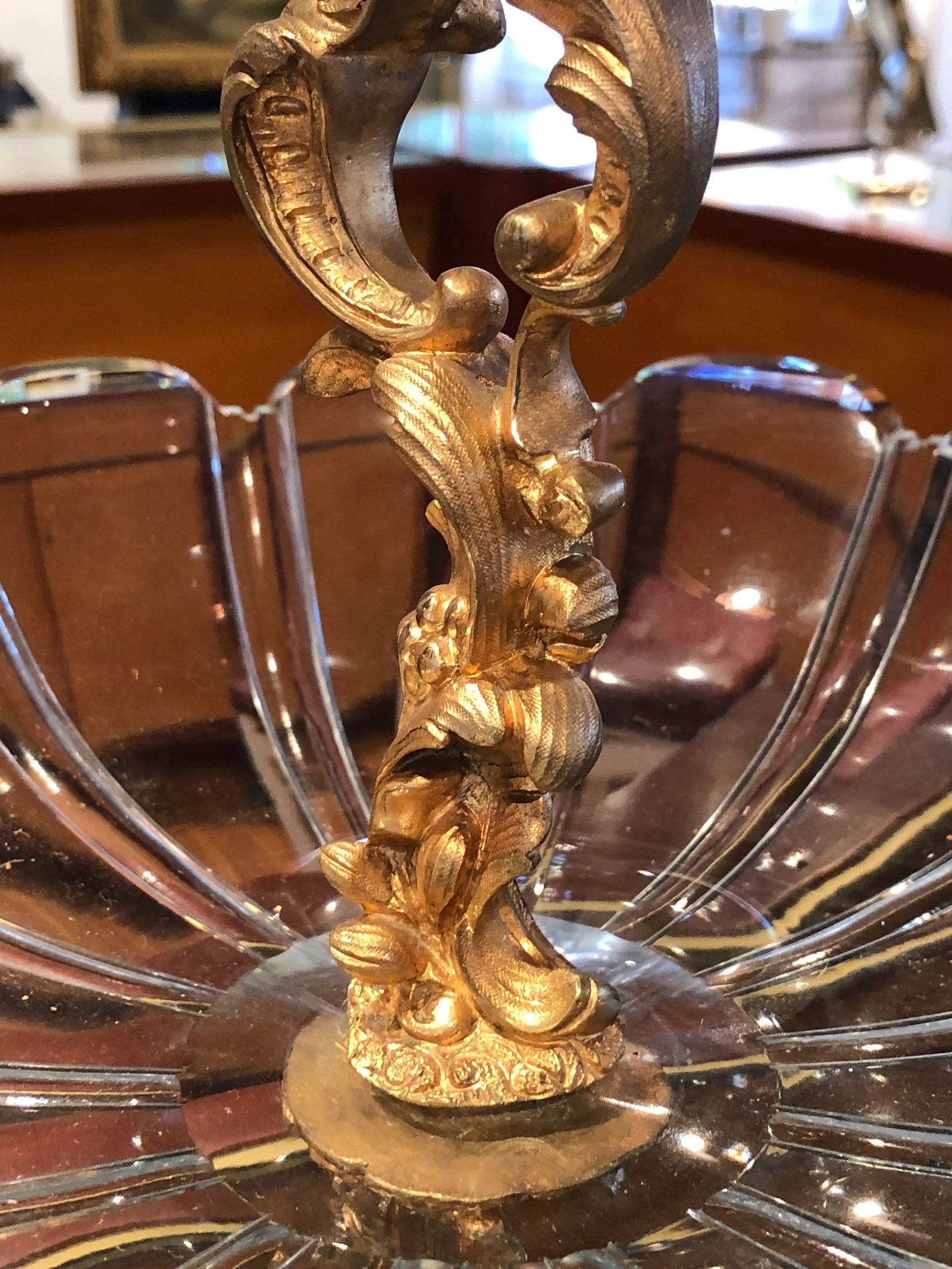 19th Century Gilt Bronze & Crystal Fox Hunting Scene Centerpiece or Epergne - 8