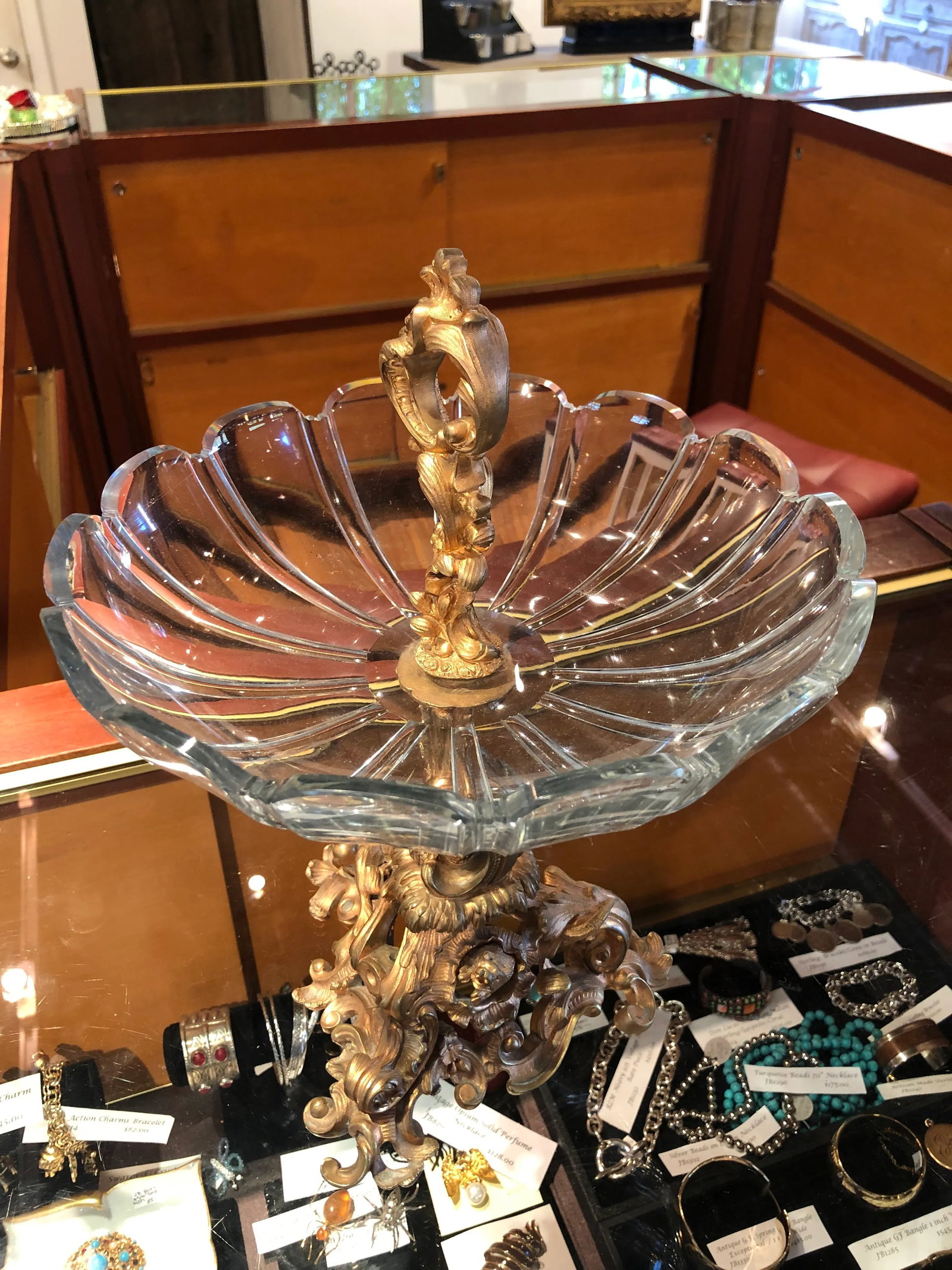 19th Century Gilt Bronze & Crystal Fox Hunting Scene Centerpiece or Epergne - 9