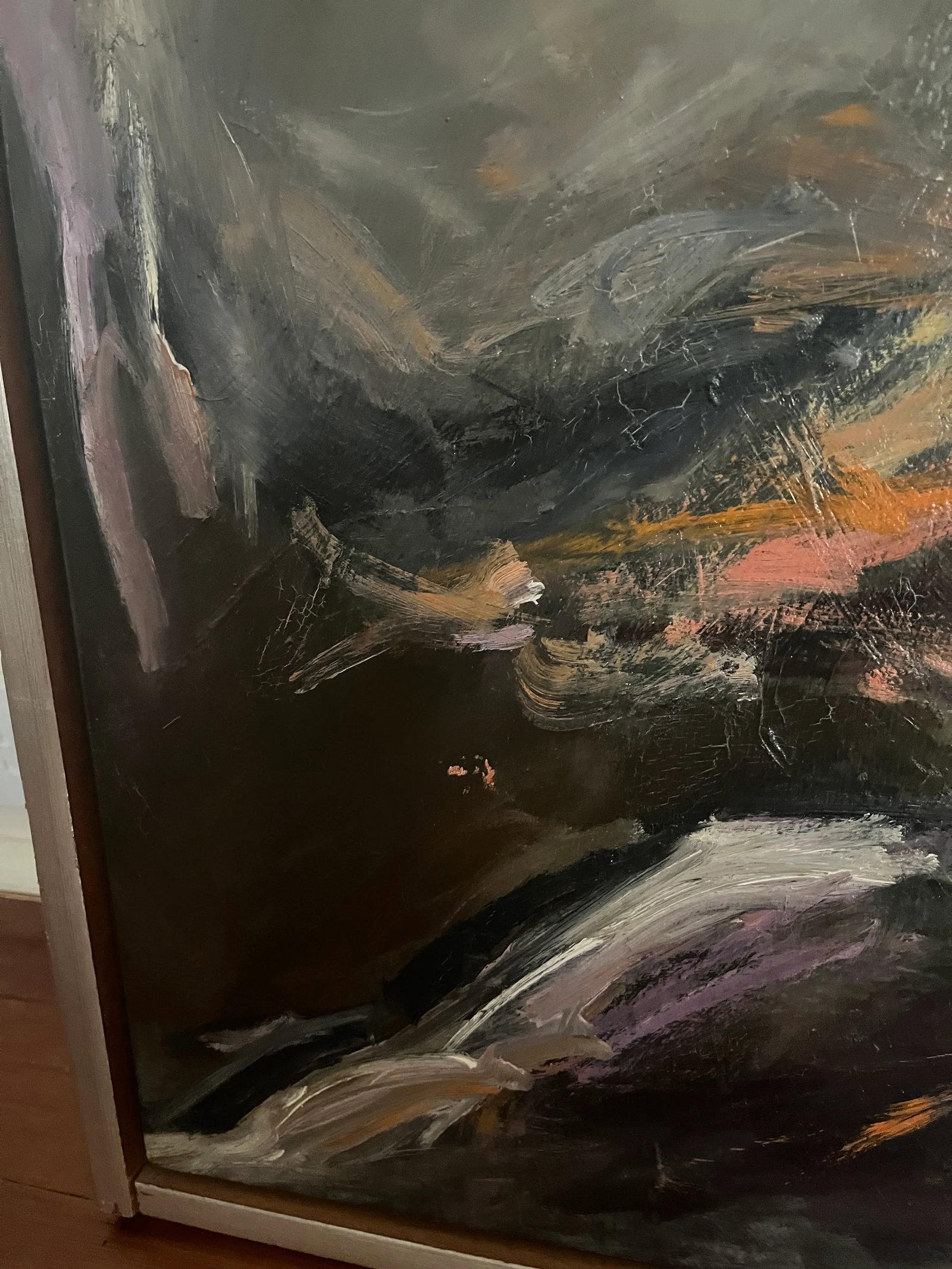 1970s Abstract Figures Dancing Original Oil Painting on Board, Framed - 8
