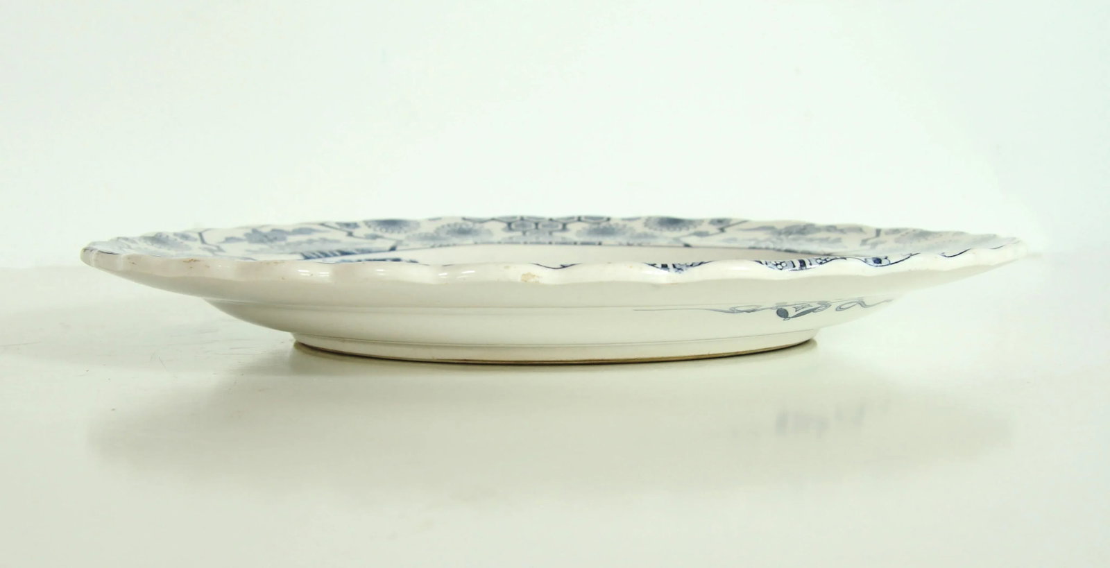 Antique 19th Century Japanese Meiji Blue & White Pottery 16" Serving Platter - 6