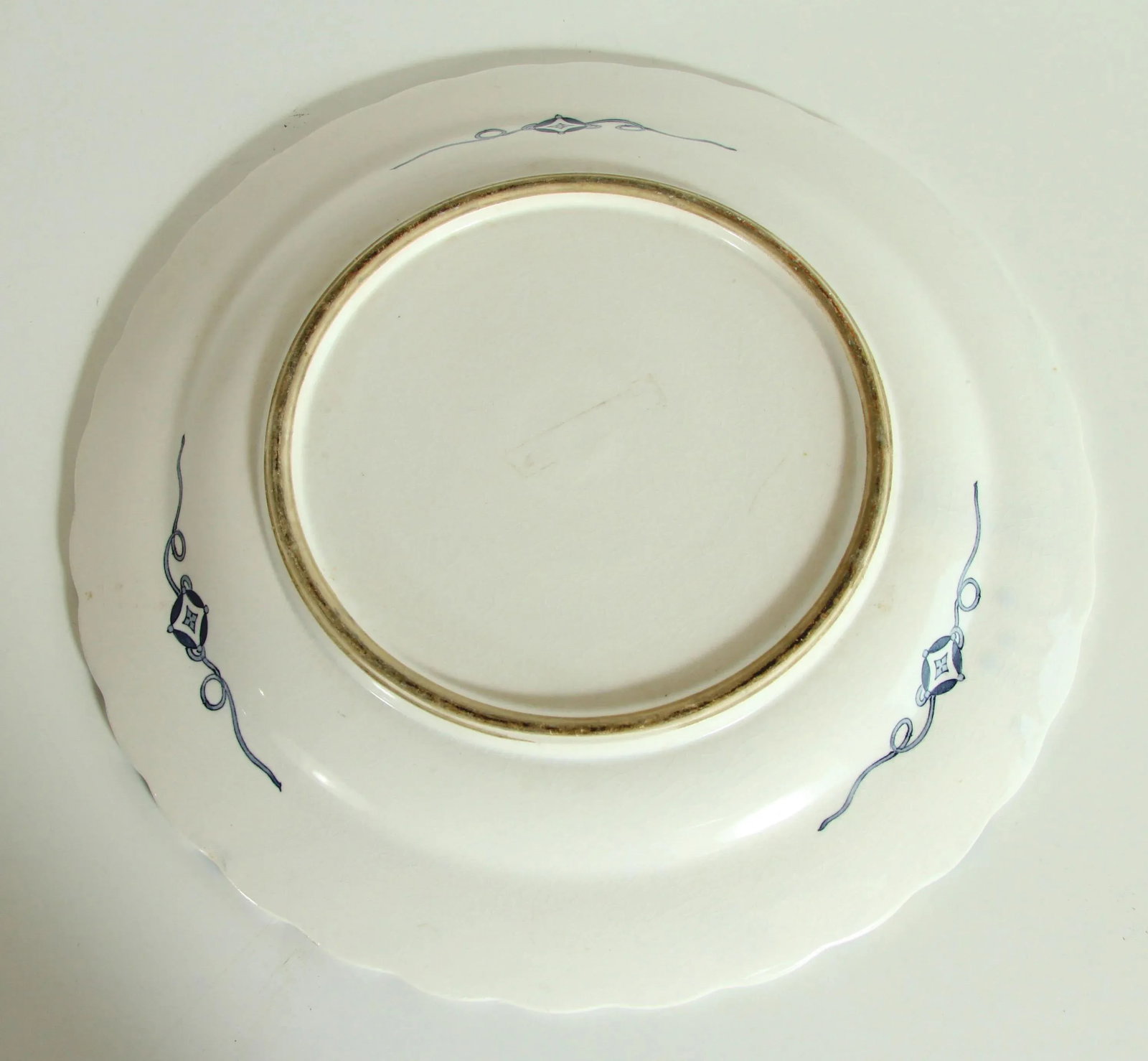 Antique 19th Century Japanese Meiji Blue & White Pottery 16" Serving Platter - 8