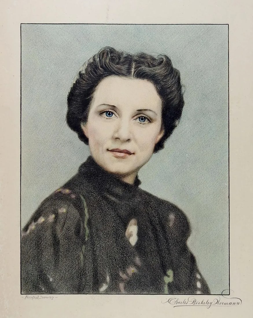Vintage Charles Berkeley Normann Portrait of Geneva Flores Hart Drawing - 5