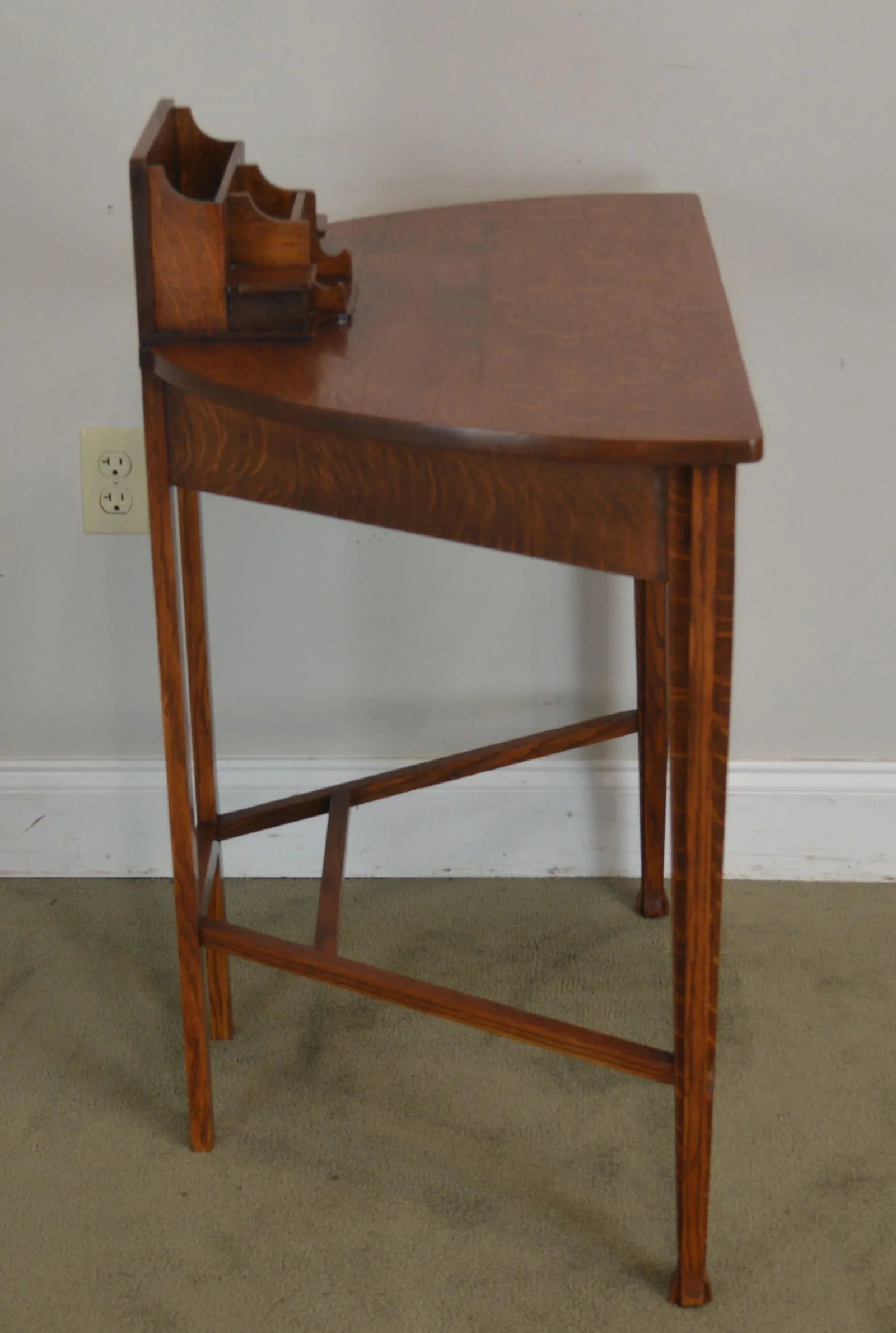 Antique Mission Oak Arts and Crafts Half Round Desk - 4