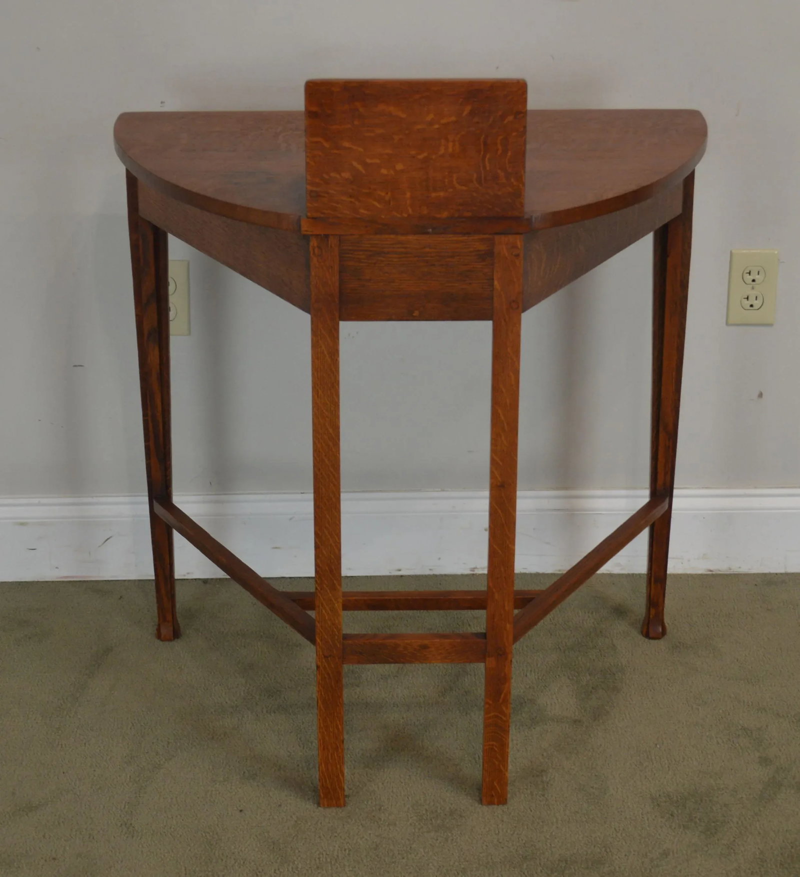 Antique Mission Oak Arts and Crafts Half Round Desk - 5