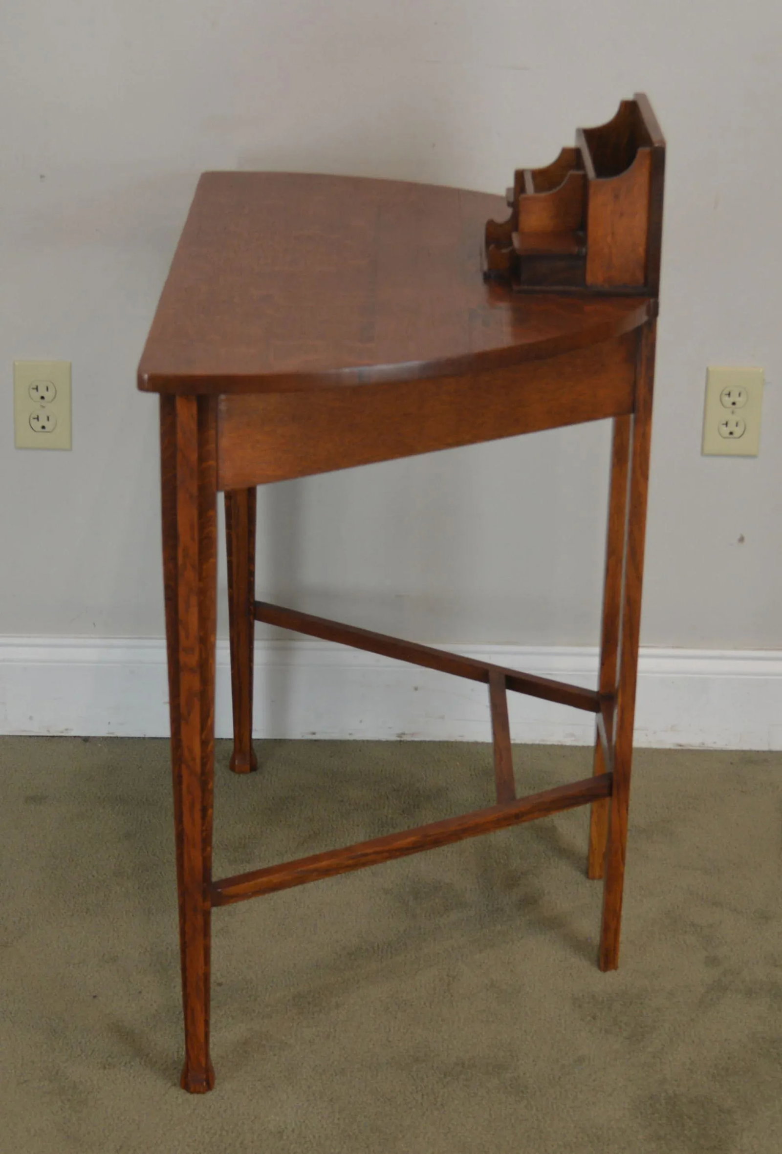 Antique Mission Oak Arts and Crafts Half Round Desk - 6