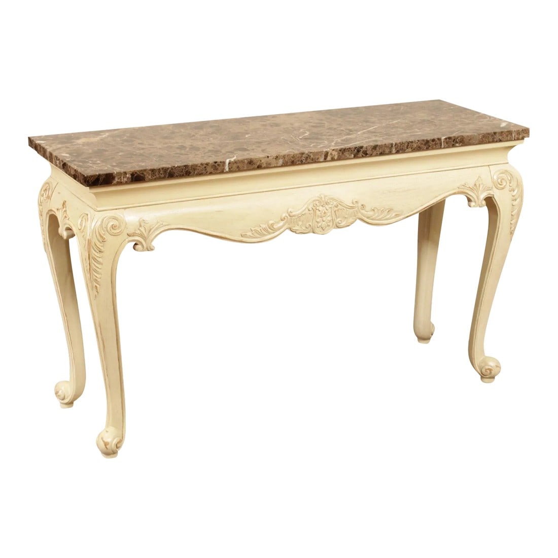 French Provincial Style Painted Console Table with Marble Top (1 of 13)