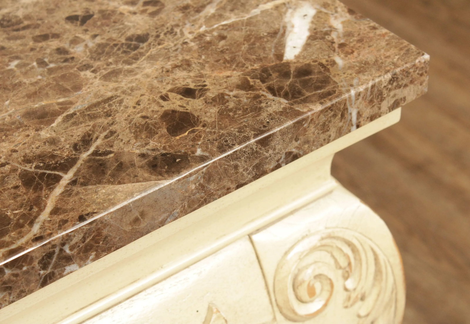 French Provincial Style Painted Console Table with Marble Top - 5