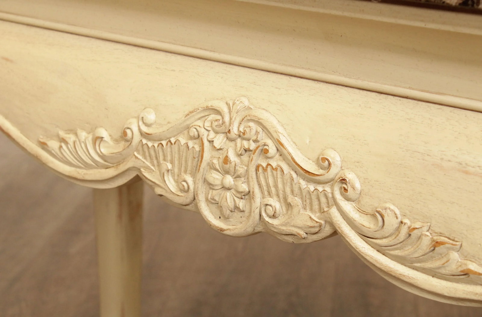 French Provincial Style Painted Console Table with Marble Top - 7