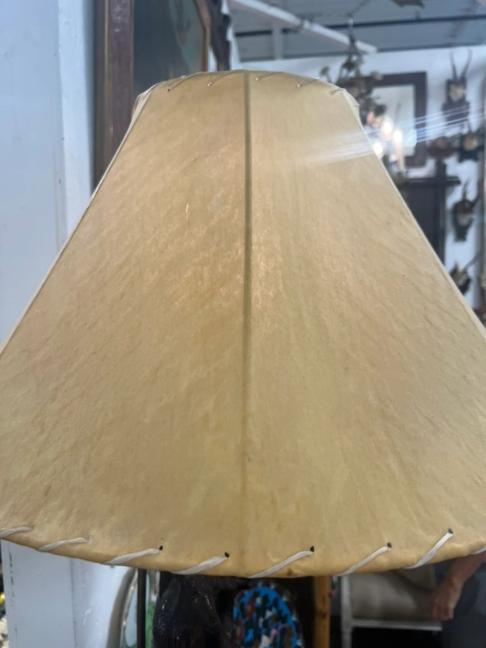 19th Century Black Forest Carved Clock Mounted Lamp With Cowhide Shade - 6