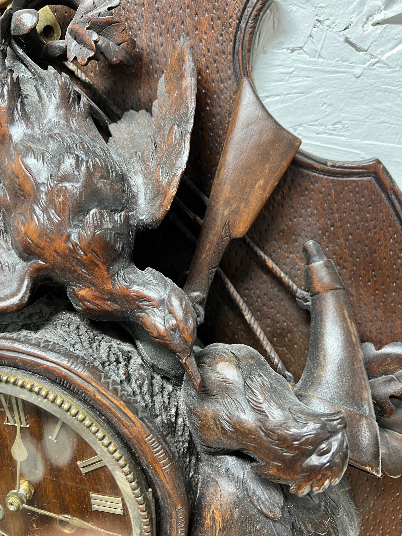 19th Century Black Forest Carved "Spoils of the Hunt" Wall Clock - 10