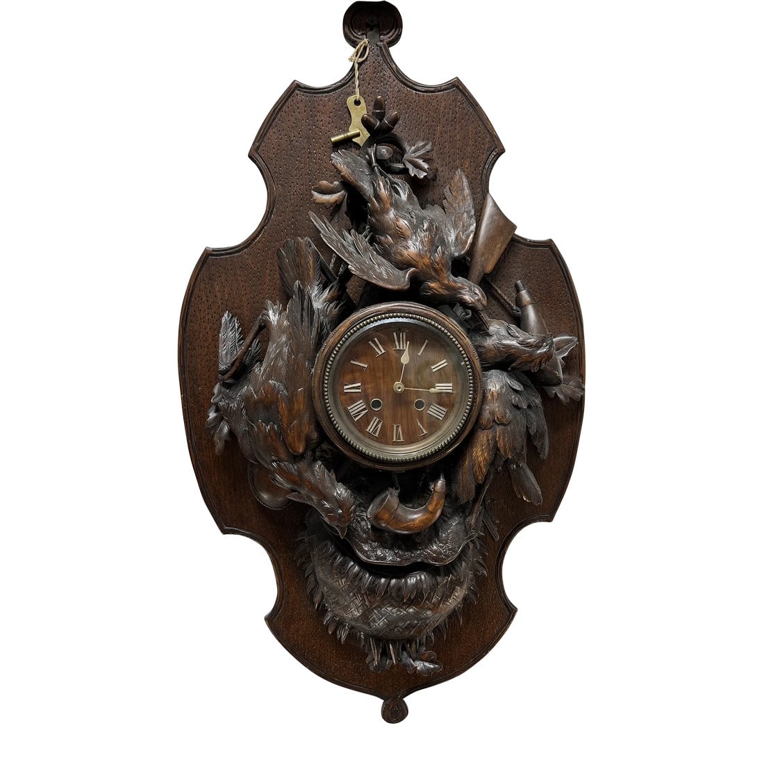 19th Century Black Forest Carved "Spoils of the Hunt" Wall Clock (1 of 12)
