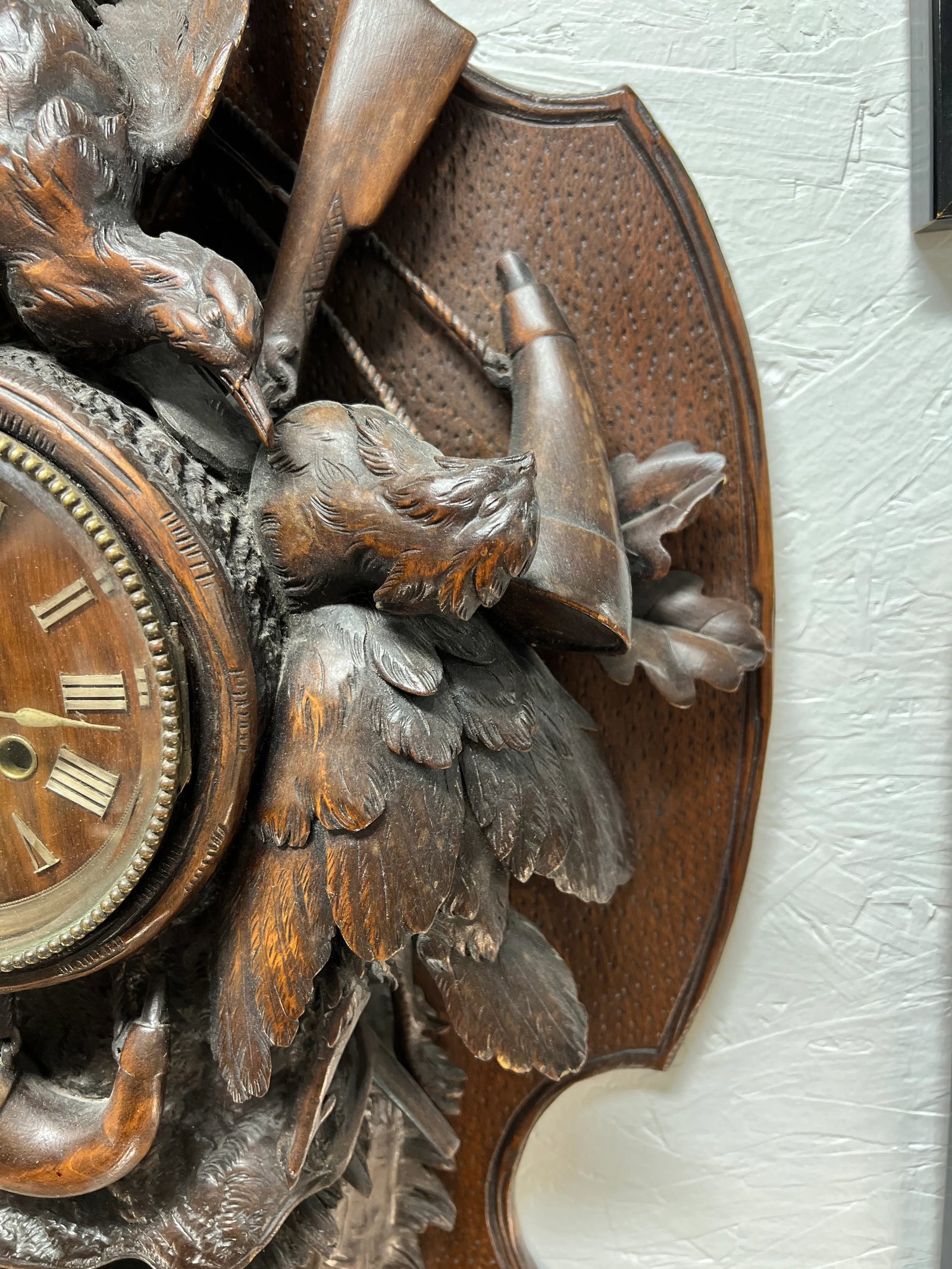 19th Century Black Forest Carved "Spoils of the Hunt" Wall Clock - 2