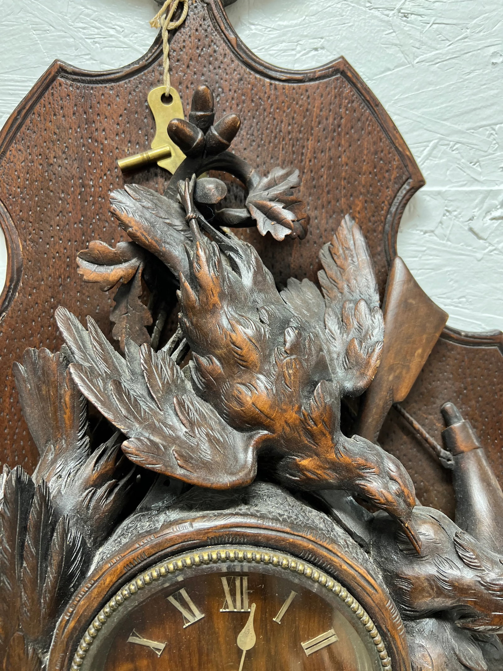 19th Century Black Forest Carved "Spoils of the Hunt" Wall Clock - 3