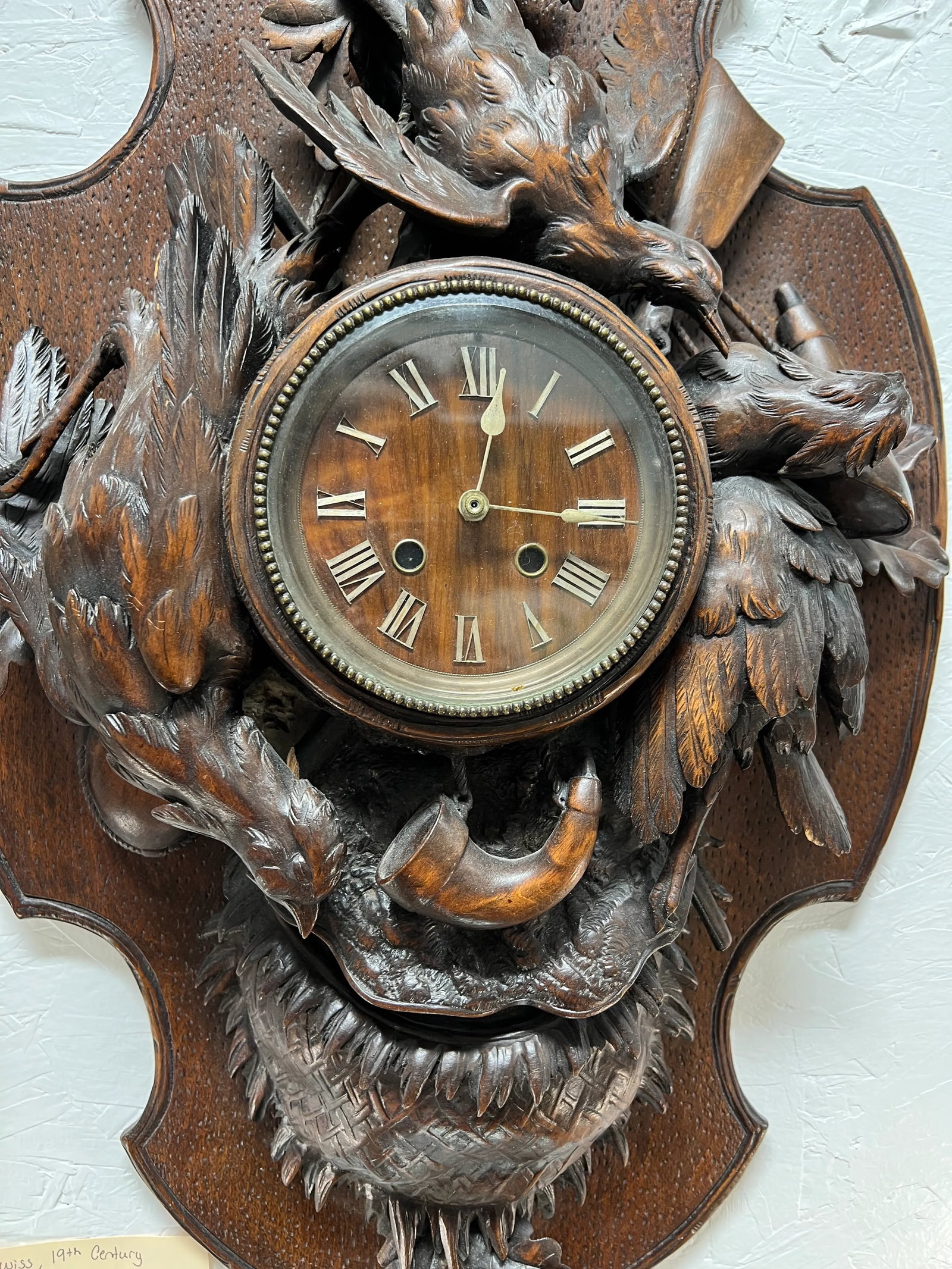 19th Century Black Forest Carved "Spoils of the Hunt" Wall Clock - 5