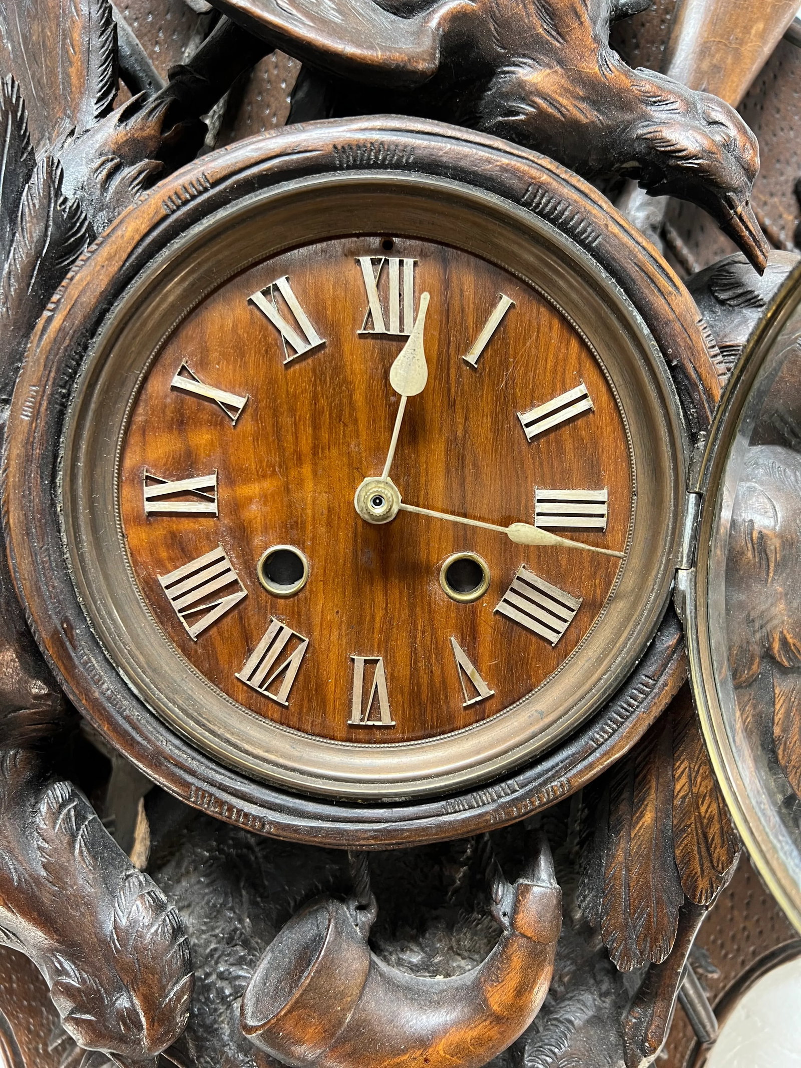 19th Century Black Forest Carved "Spoils of the Hunt" Wall Clock - 6