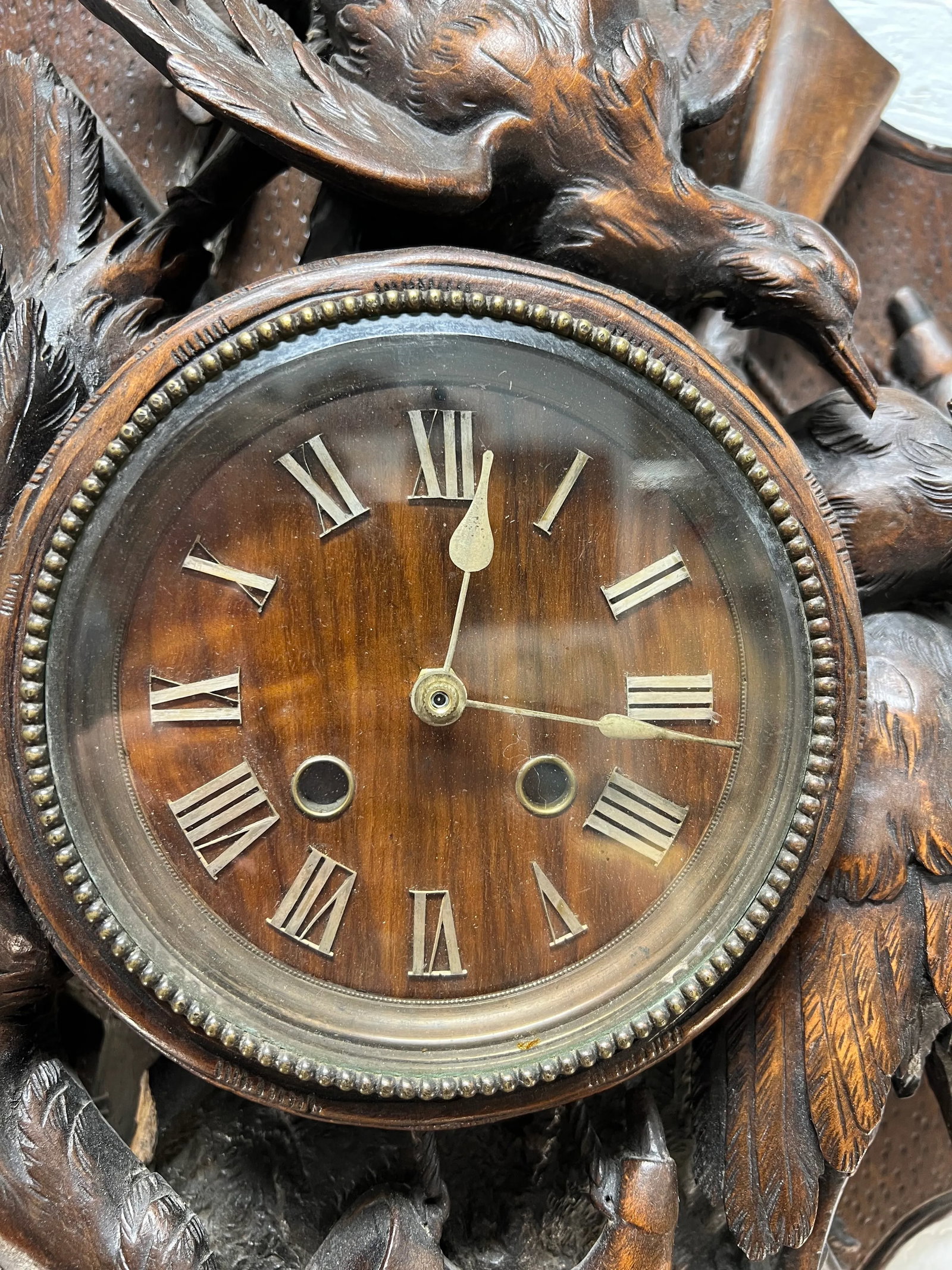 19th Century Black Forest Carved "Spoils of the Hunt" Wall Clock - 7