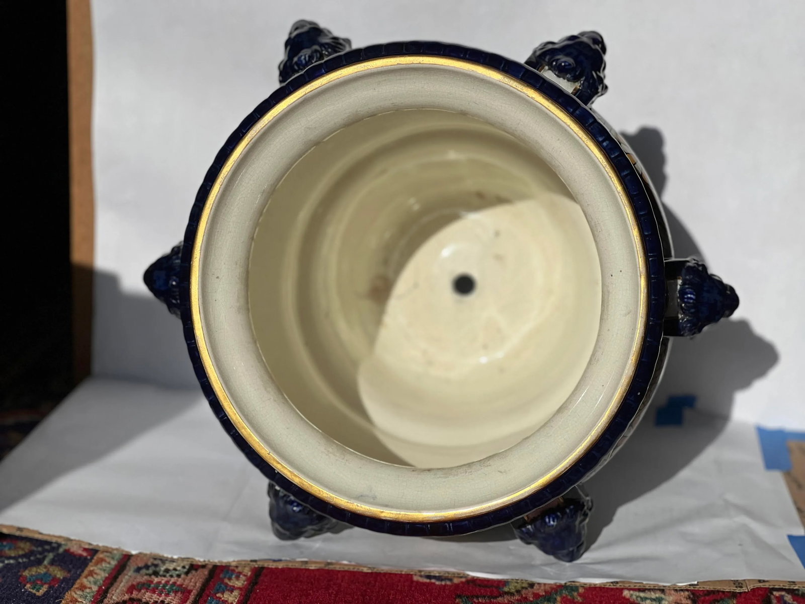 19th Century Vintage Minton Majolica Lion Head Handled Ascetic Jardiniere - 7