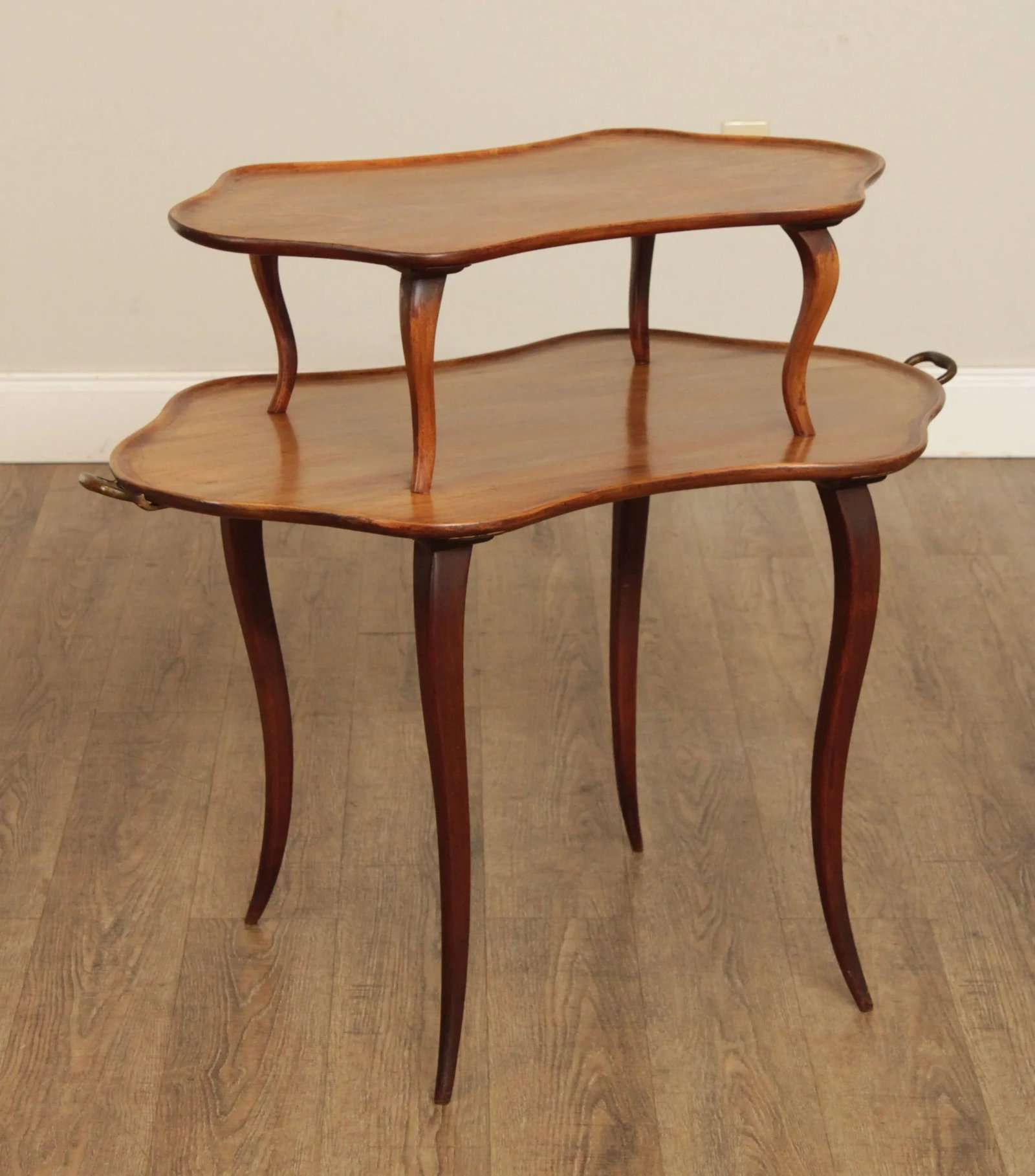 Antique French Louis XV Style Mahogany Two Tier Dessert Serving Table - 2