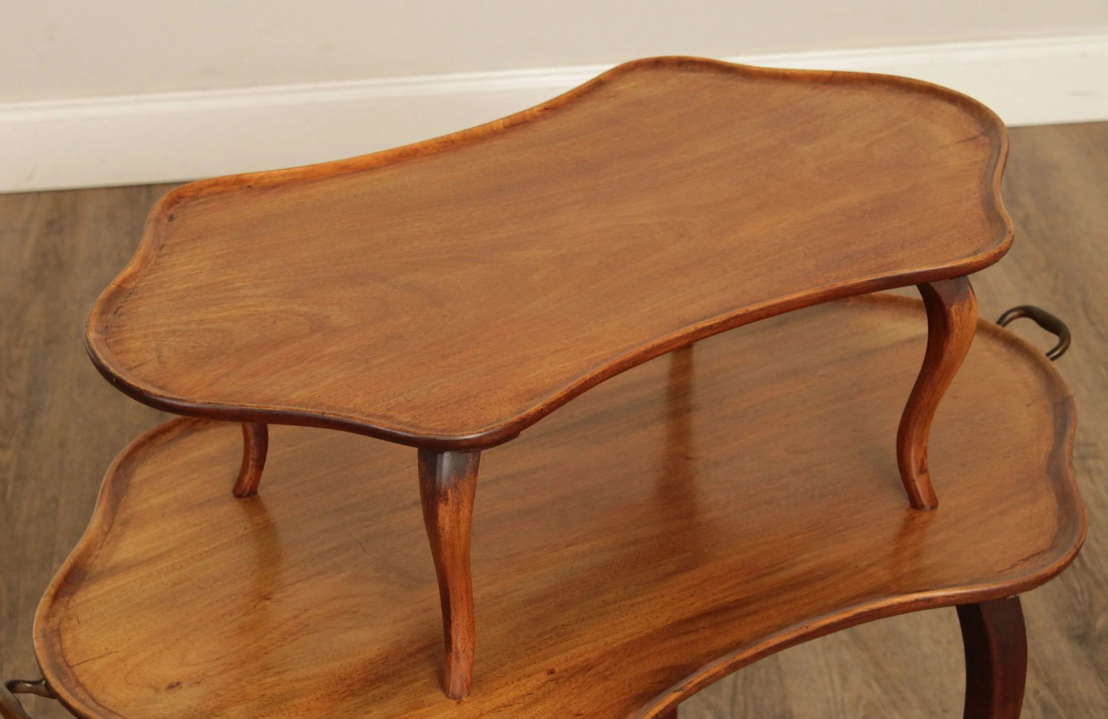 Antique French Louis XV Style Mahogany Two Tier Dessert Serving Table - 3