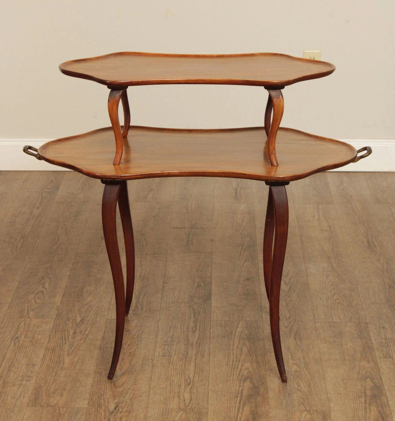 Antique French Louis XV Style Mahogany Two Tier Dessert Serving Table - 4