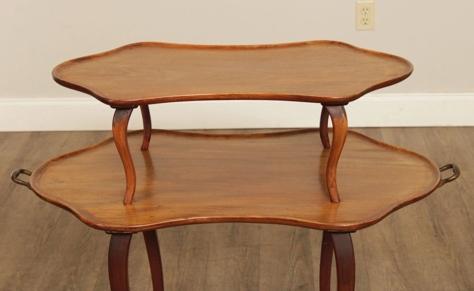 Antique French Louis XV Style Mahogany Two Tier Dessert Serving Table - 5