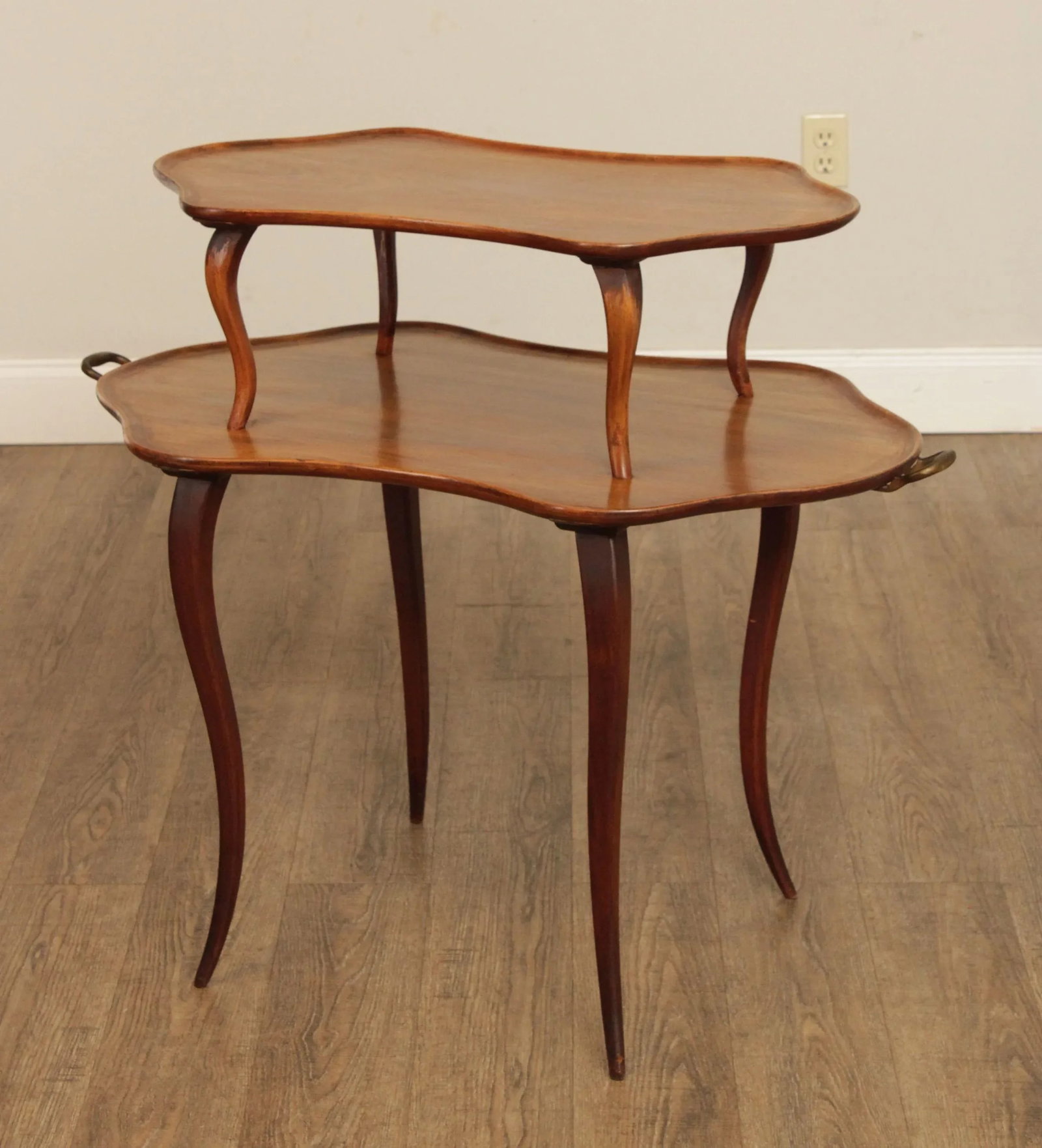 Antique French Louis XV Style Mahogany Two Tier Dessert Serving Table - 6