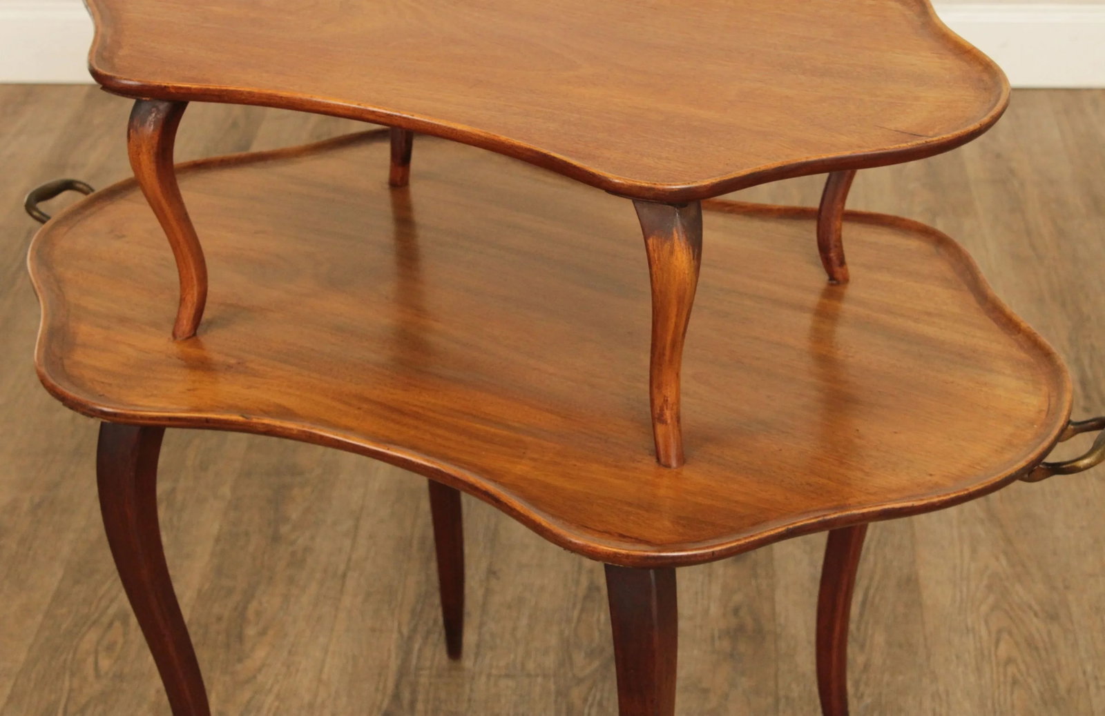 Antique French Louis XV Style Mahogany Two Tier Dessert Serving Table - 7