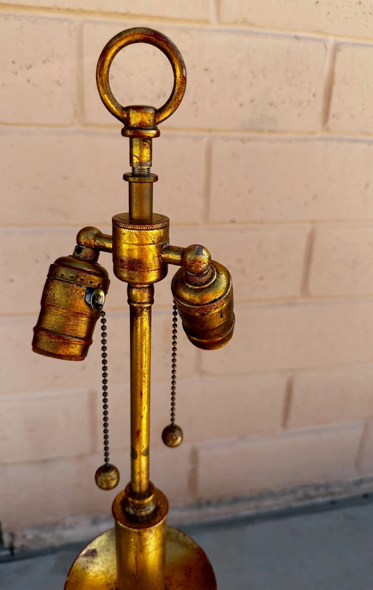 Vintage Alberto Giacometti Style Gilt Brass Table Lamps-A Pair - 7