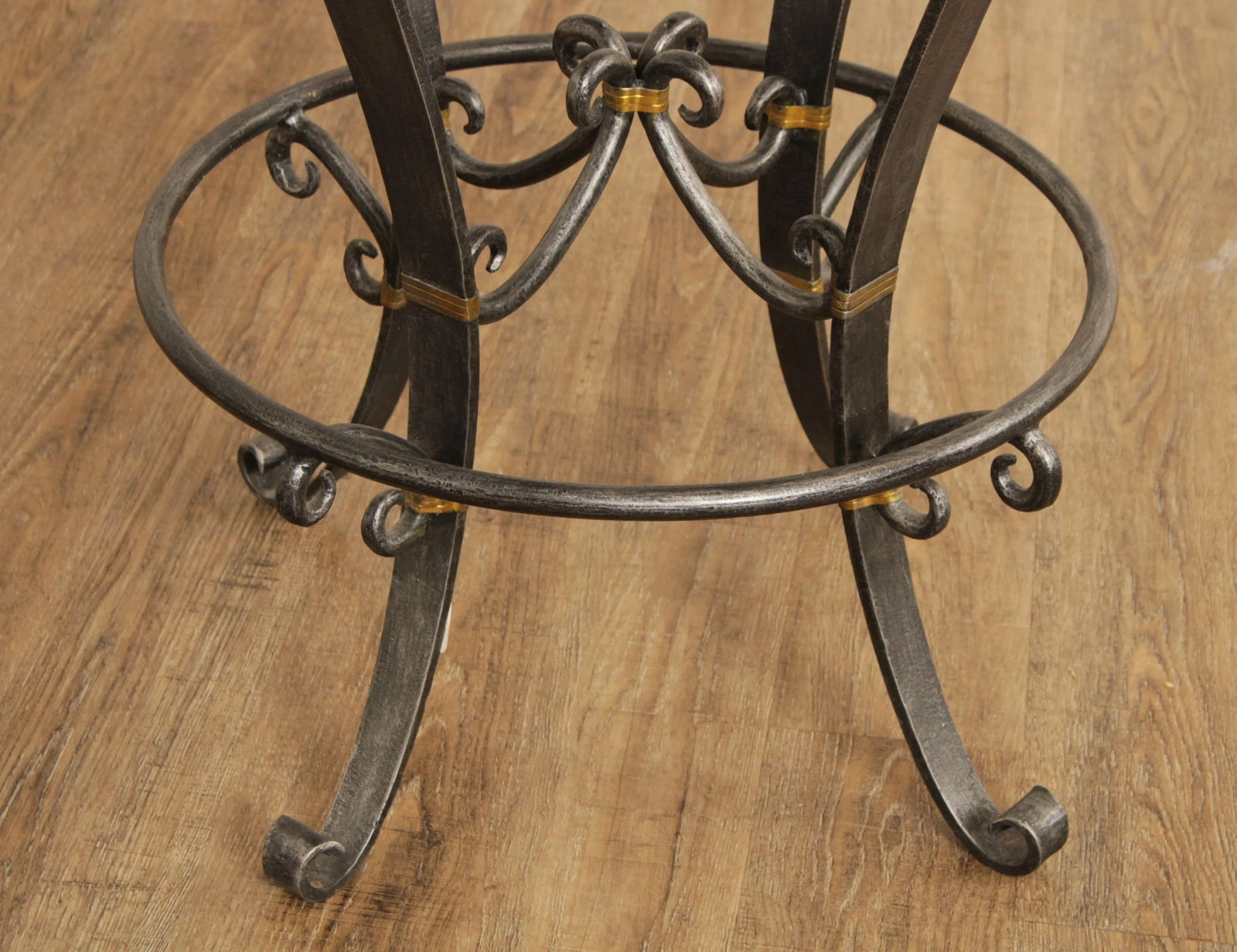 Labarge Neoclassical Style Wrought Iron Stone Top Round Pub Table - 12