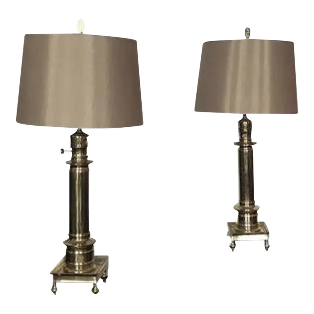 1960s Mid-Century Modern, Ming Style Brass Footed Table Lamps - a Pair (1 of 11)