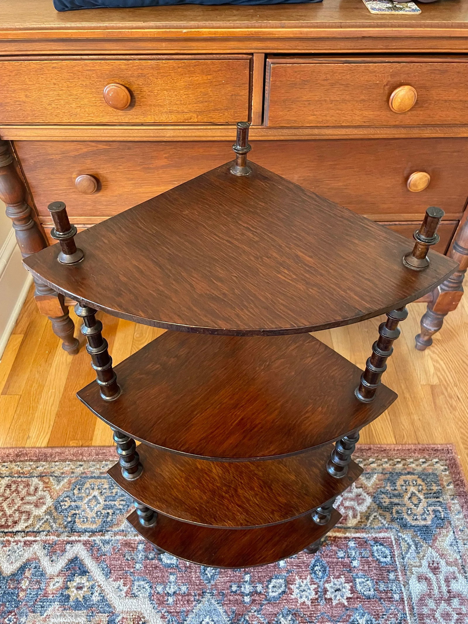 Antique 1800s Historic Folk Art Spool Four-Tier Corner Stand - 2