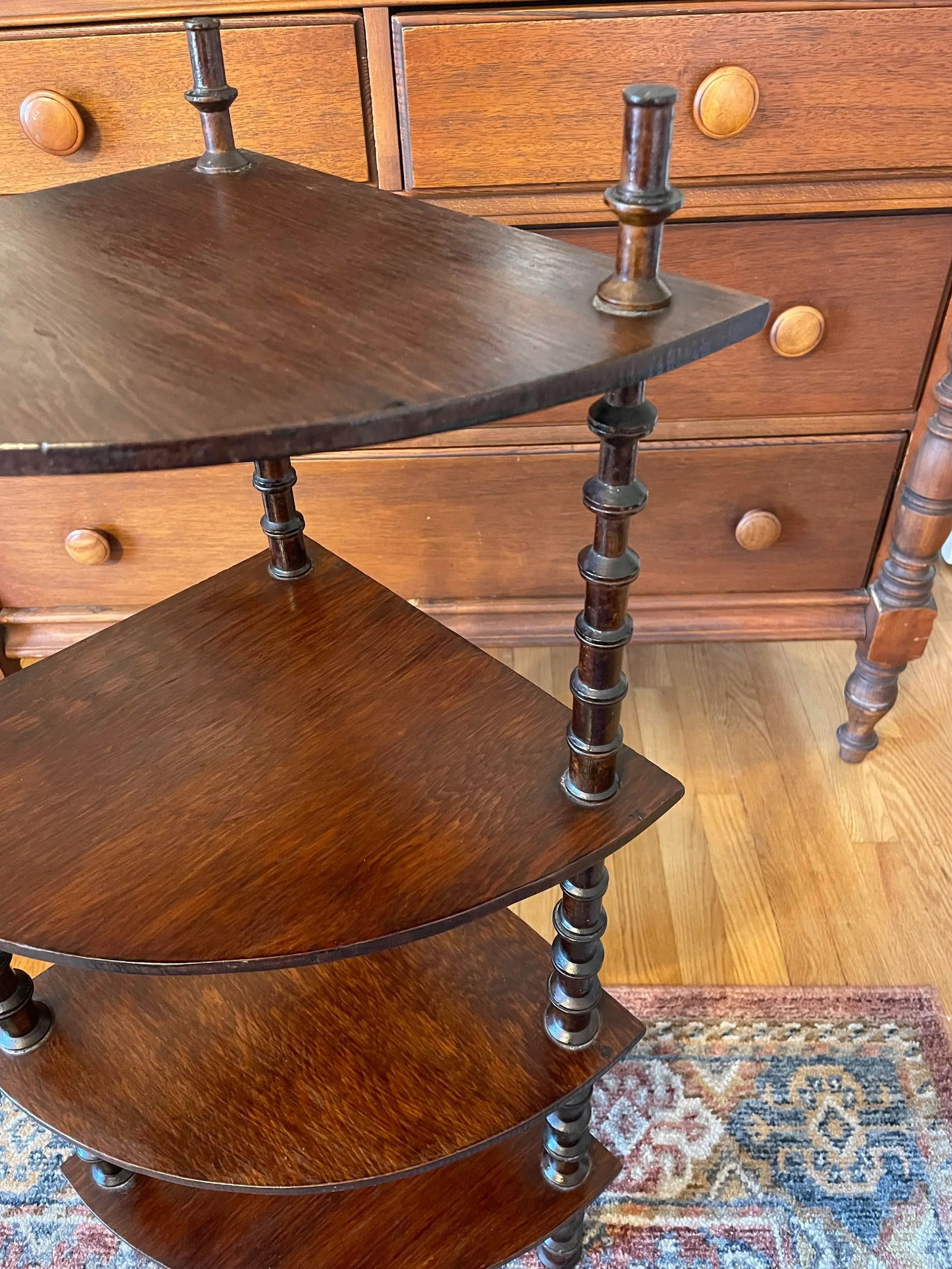 Antique 1800s Historic Folk Art Spool Four-Tier Corner Stand - 3