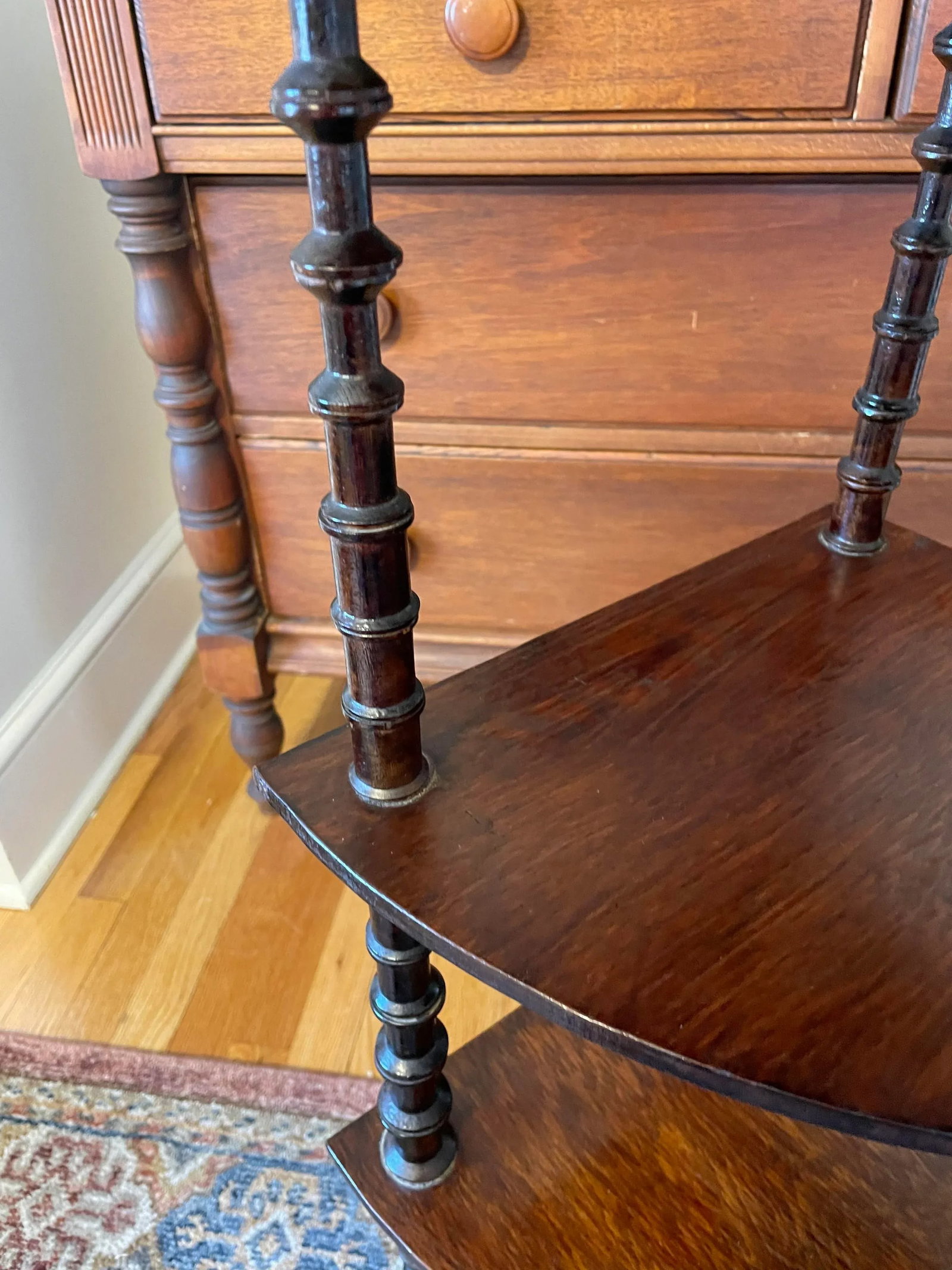 Antique 1800s Historic Folk Art Spool Four-Tier Corner Stand - 5